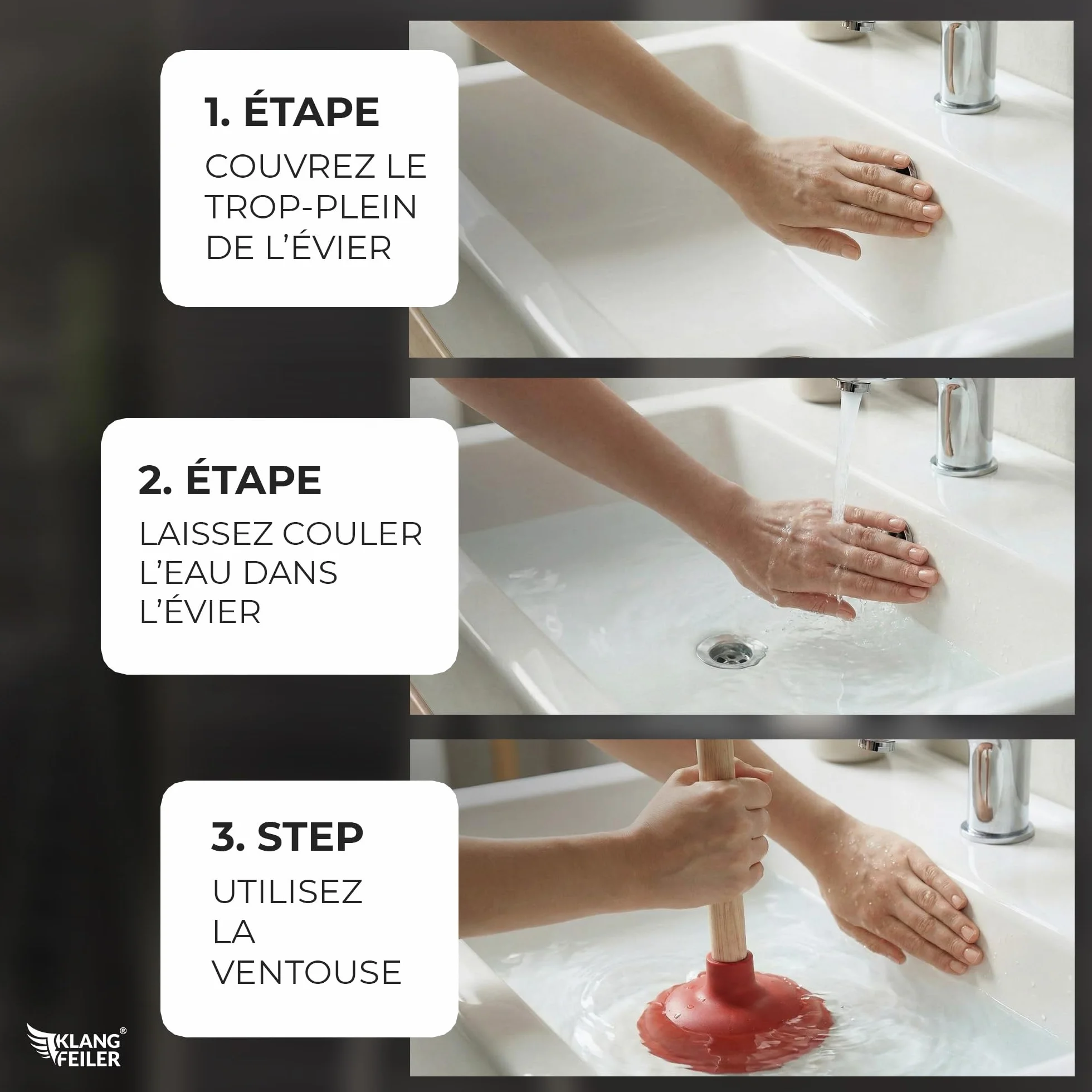 Klangfeiler Déboucheur de canalisations 140 mm Ventouse Lavabo Douche WC