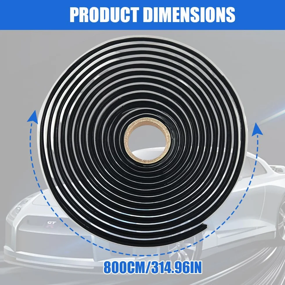 Bande d'étanchéité en butyle 8 m x 4 mm autocollant étanche pour voiture fenêtres pare-brise