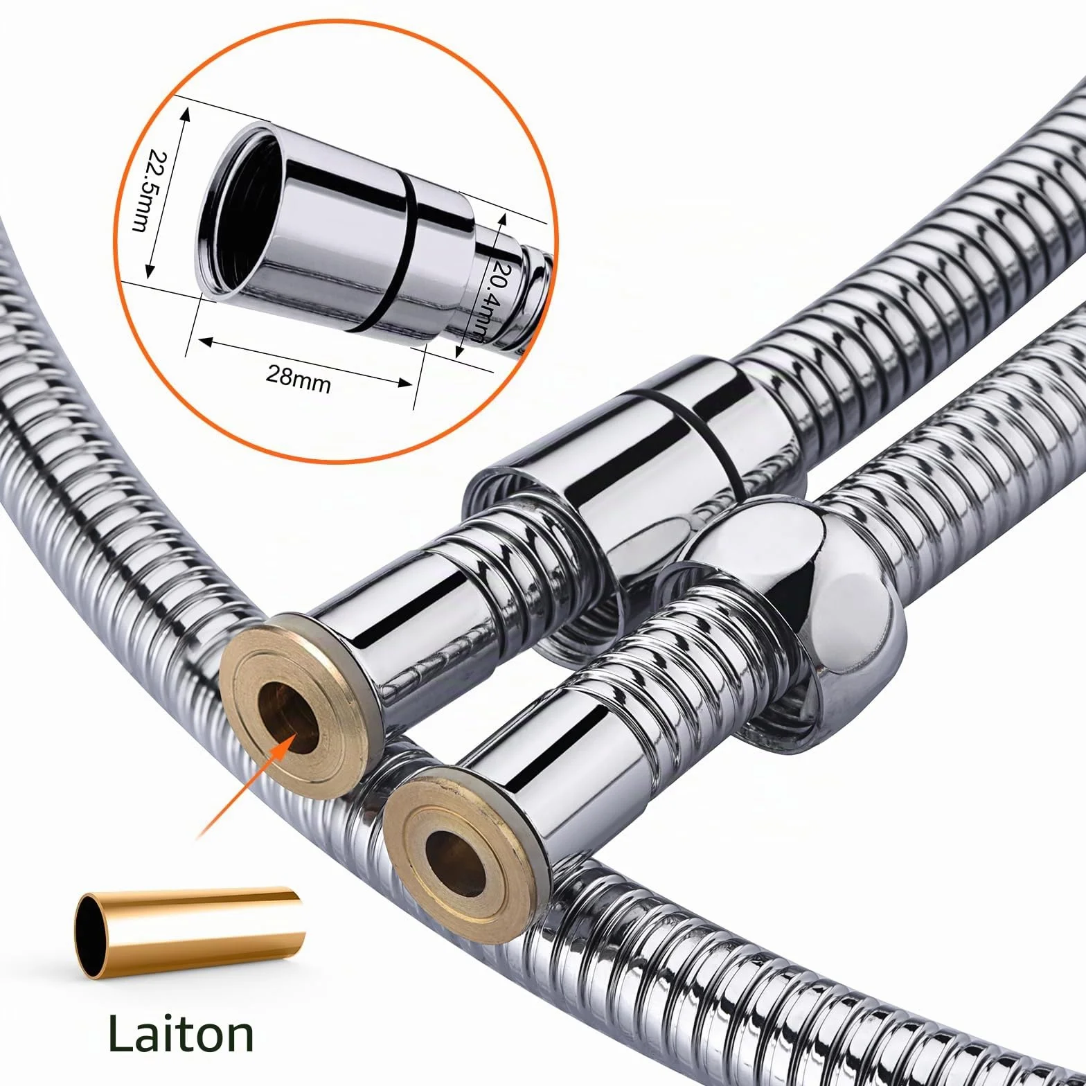 Ibergrif Flexible Douche 1,7m Acier Inoxydable Anti-Torsion Anti-Pliure G1/2" Chrome Argentée