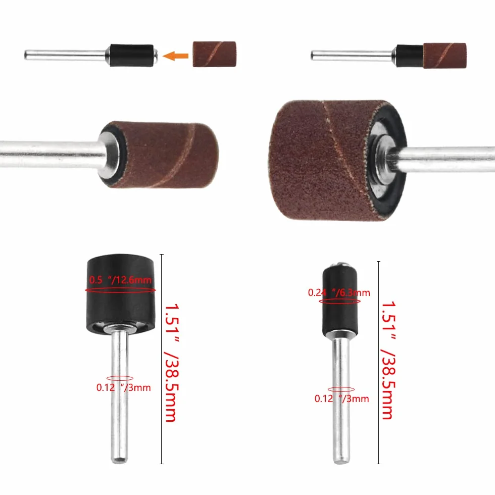 TOVOT Ponceuse à Tambour 240 Grains 106 Pièces avec Mandrin 3mm
