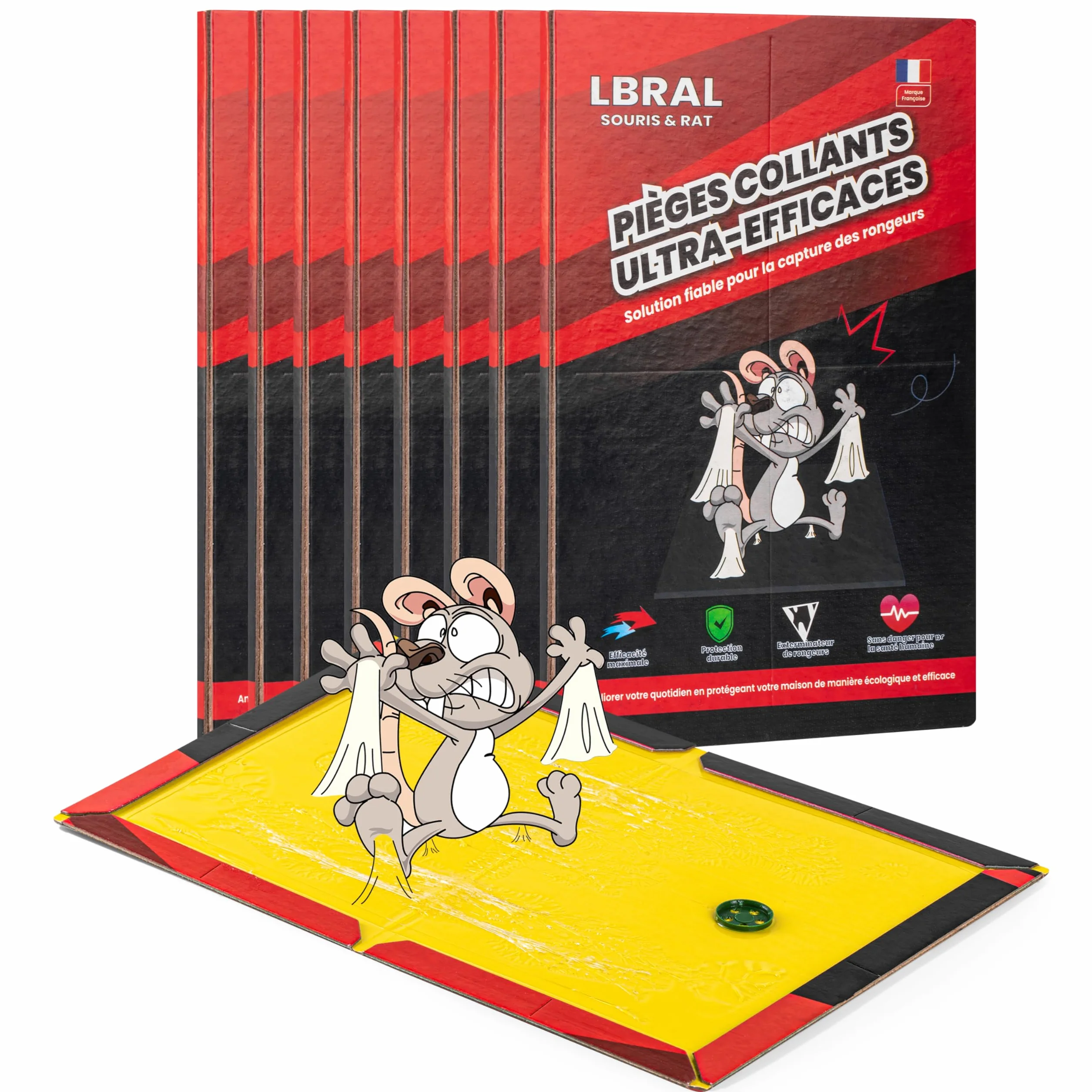 Lot de 8 Pièges à Souris Collants Ultra-Adhésifs – Plaques de Glu Extra-Fortes & Non Toxiques – Utilisation Intérieure/Extérieure – Facile à Installer