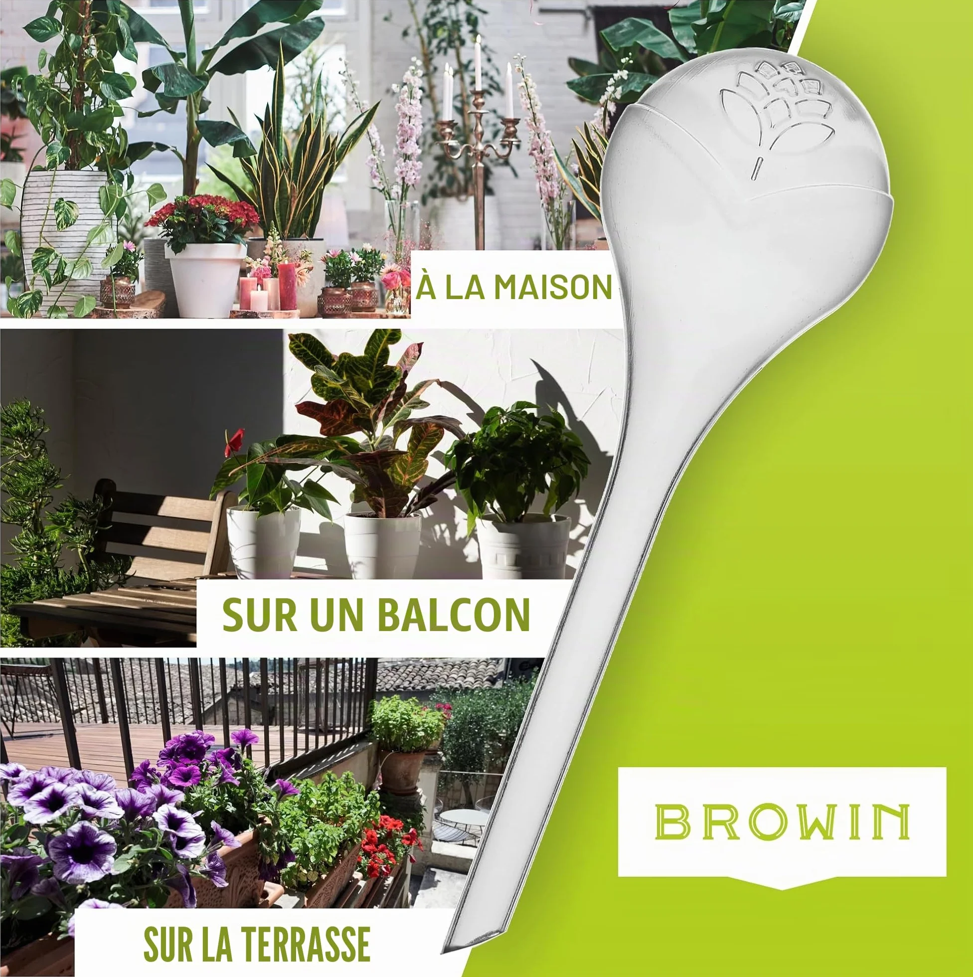 BROWIN®720923 Lot de 4 Boules d'irrigation pour Plantes Transparent