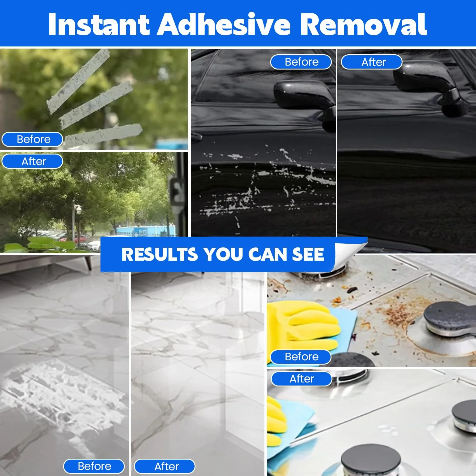 LLPT Dissolvant Colle Décapant Adhésif 260 ml Avec Grattoir en Plastique Élimine les Étiquettes Autocollants