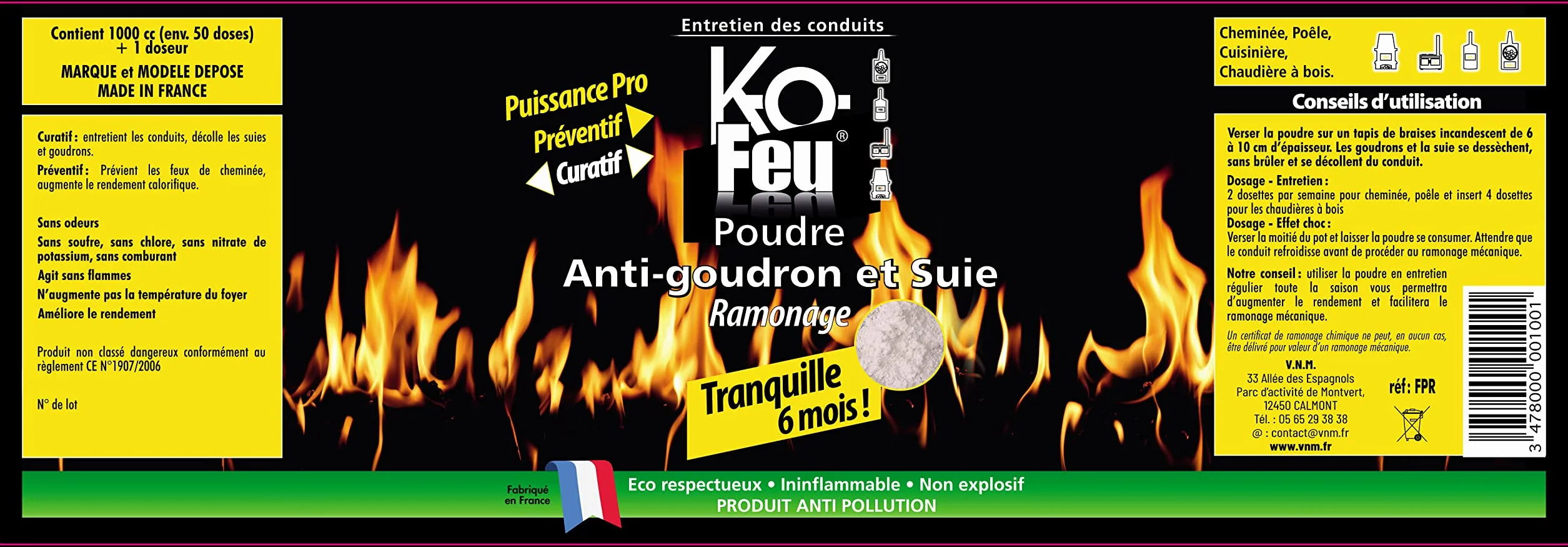 Poudre Anti Goudron et Suie Ramonage Catalytique Chimique Professionnel 1000 cc
