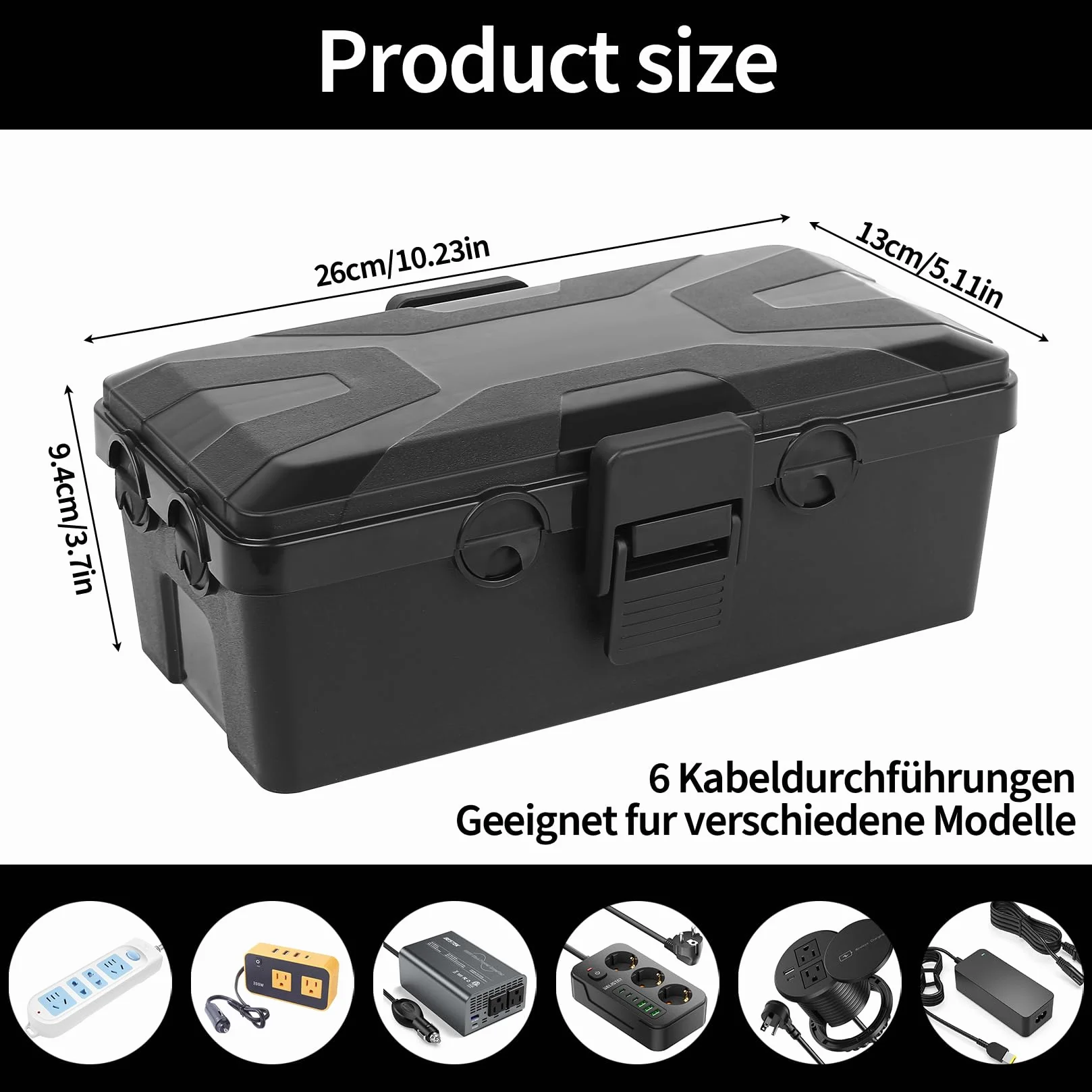 Boîte de Dérivation Étanche IP54 Extra Large - Boîtier Prise Électrique Extérieur avec 6 Entrées de Câble 26,1x12x9,4 cm