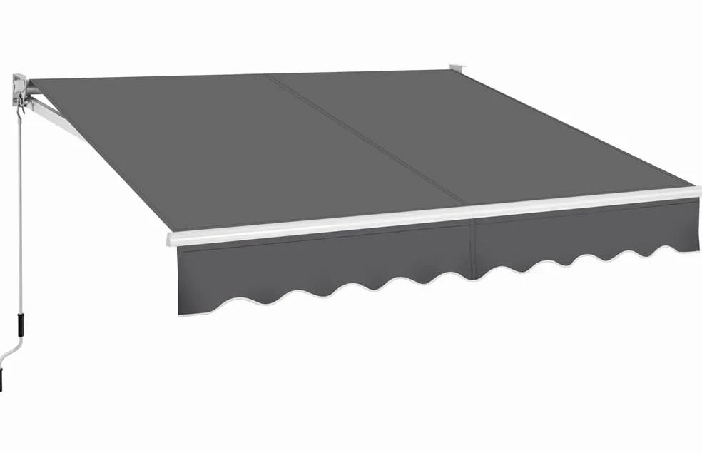Yaheetech Auvent Rétractable de Contrôle Manuel 250 x 200 cm avec Protection Solaire Réglable pour Balcon, Terrasse, Café, Restaurant - Gris Foncé