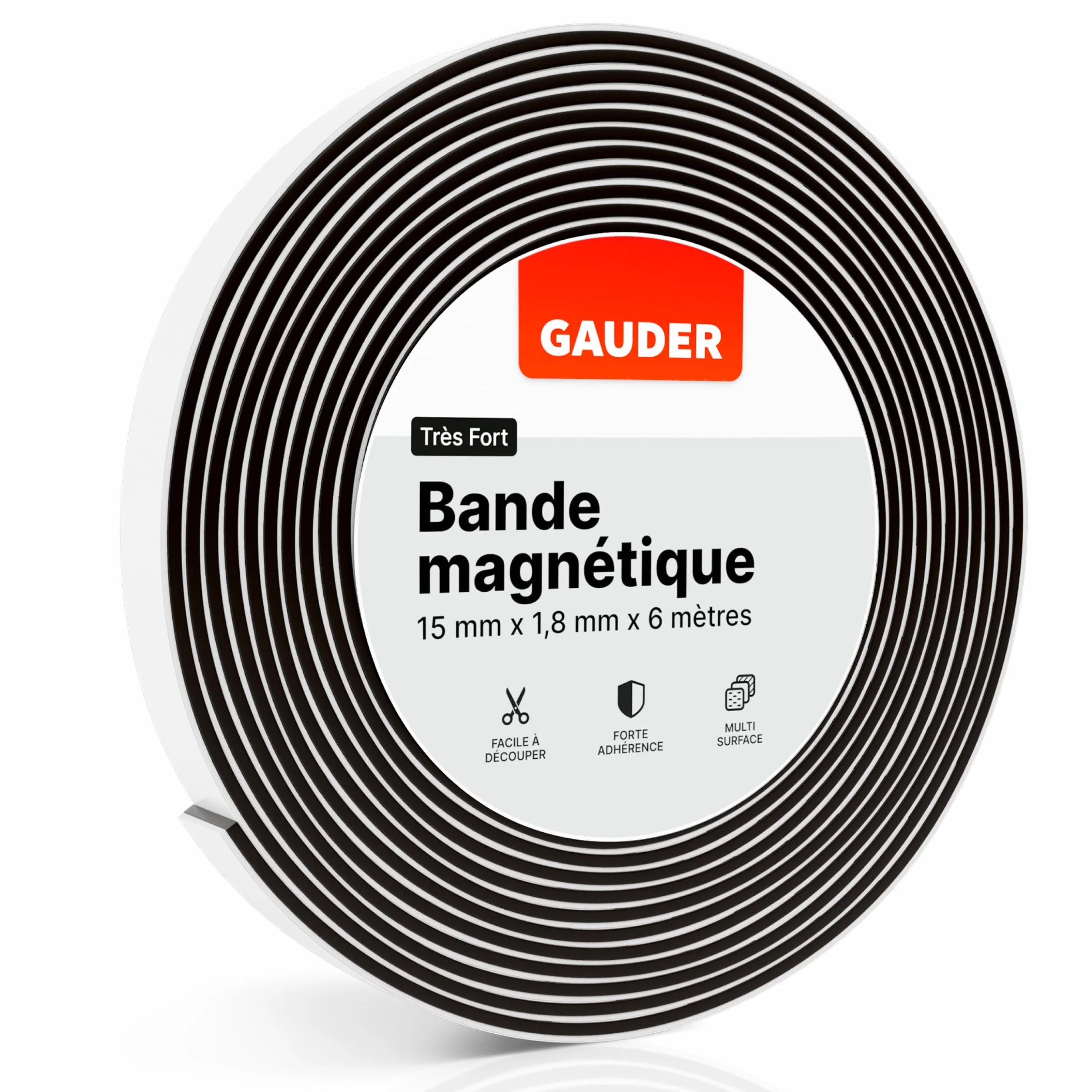 GAUDER Bande Magnétique Autocollante Forte Mousse Adhésive Ruban Découpable Haute Adhérence 6 m x 15 mm