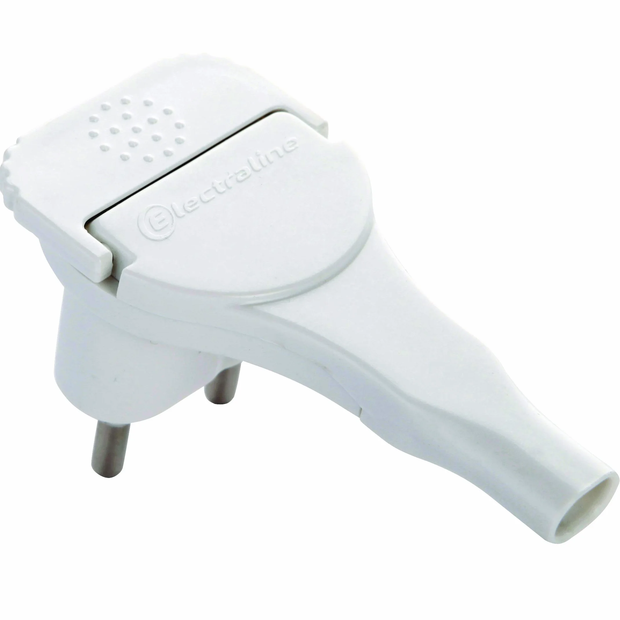 Electraline Fiche male 2P 6A Blanche extra plate
