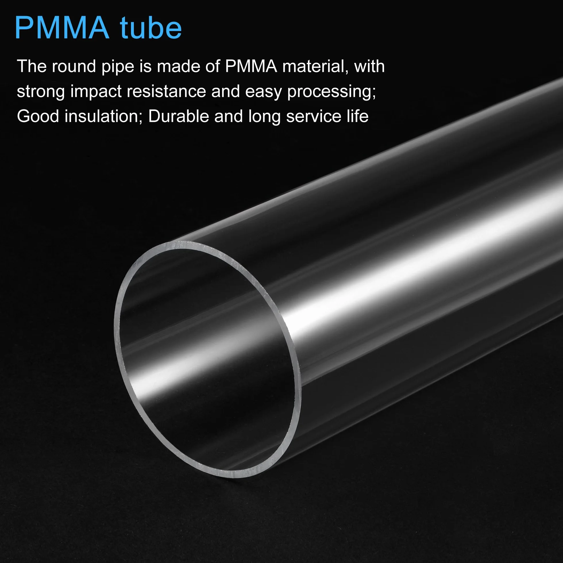 Sourcing Map Transparent Acrylique Tuyau 86mm ID x 90mm OD x 200mm Rond Tube