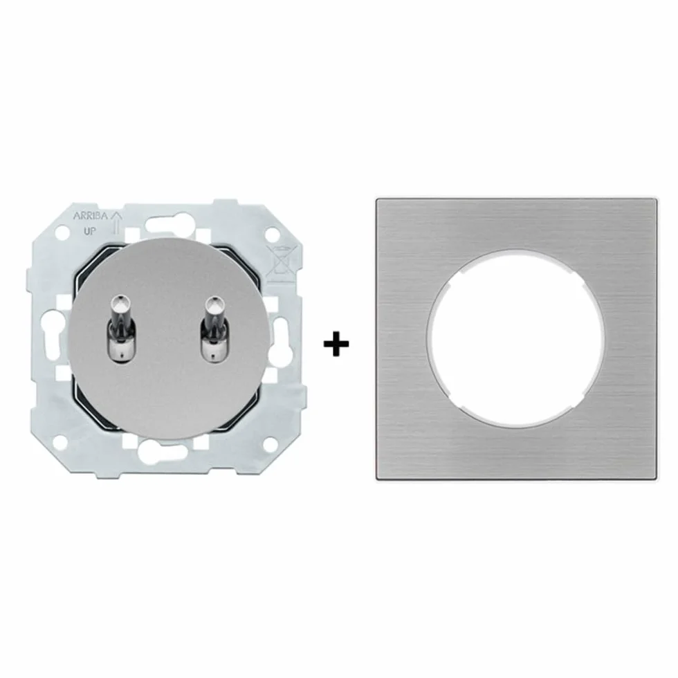 FONTINI Double va-et-vient ALU manette chrome DOM plaque simple métallisée gris