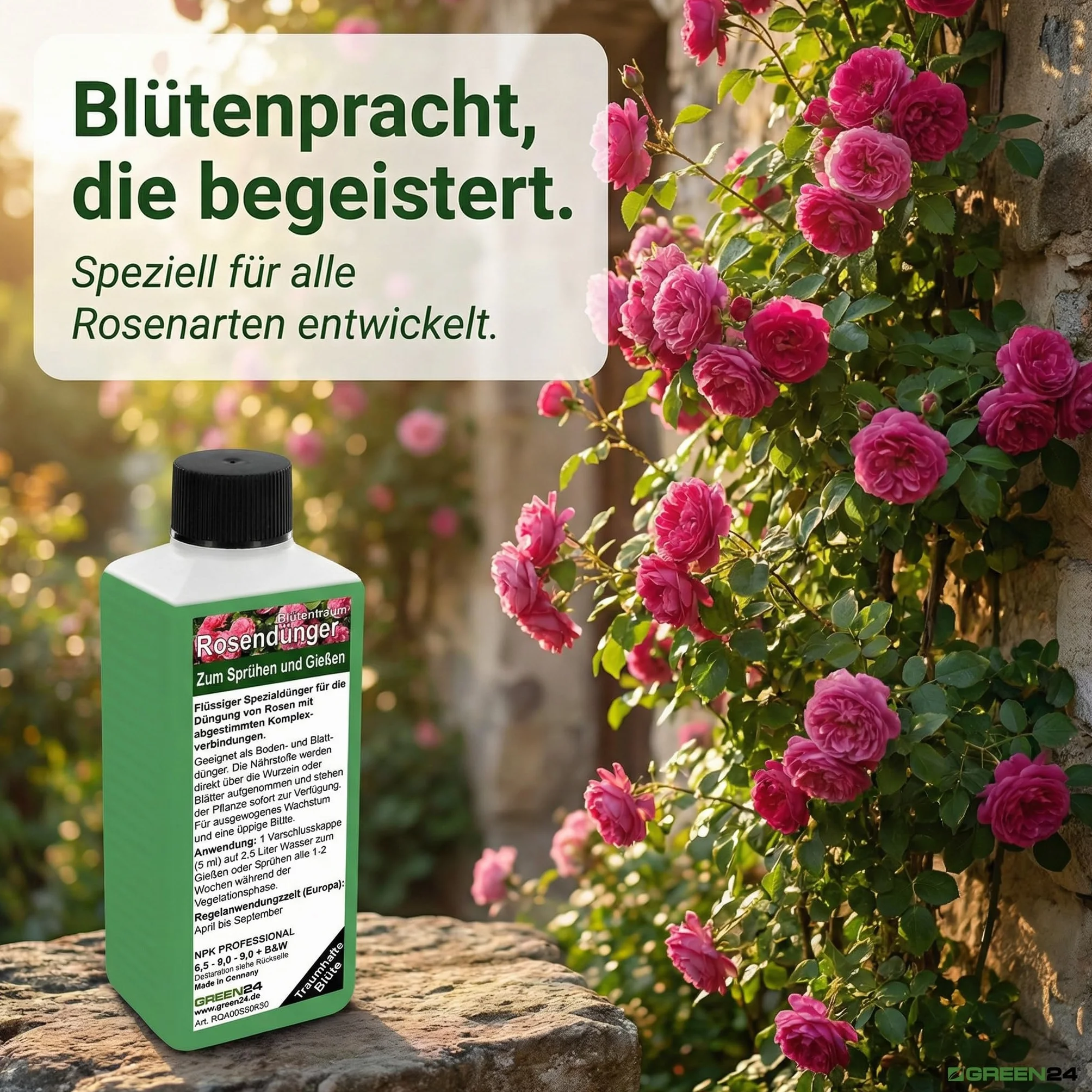 GREEN24 Engrais pour rosiers - Rose précieuse - Haute Technologie - Engrais pour Roses