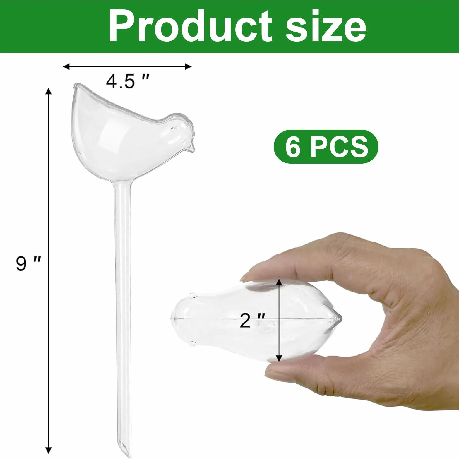 Lot de 8 Goutteurs d'eau pour Plantes, Arroseur pour plantes en forme d'oiseau transparent, Globes d'arrosage automatique en plastique, Ampoules à arrosage automatique pour jardin intérieur extérieur