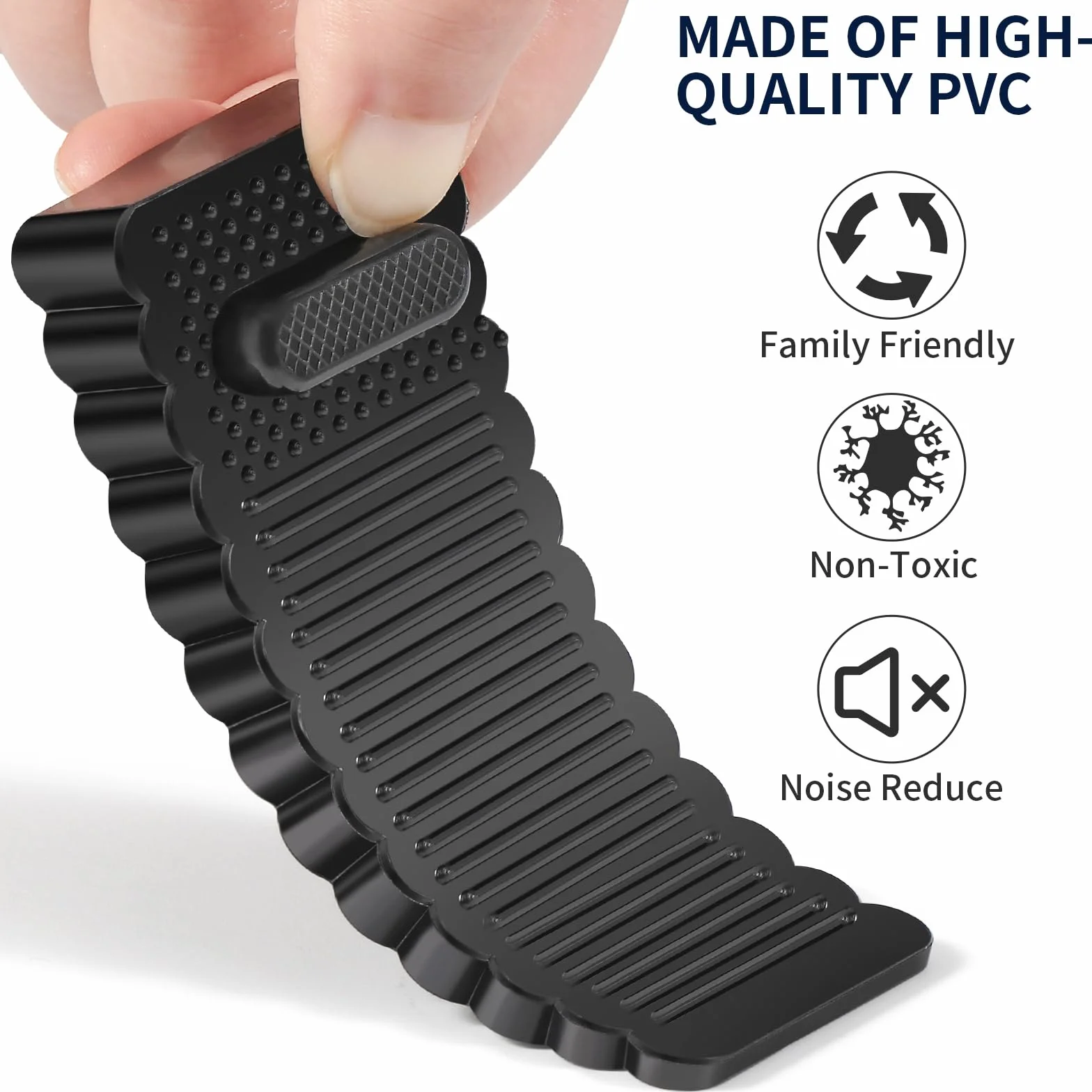 Bloque Porte Sol PVC Réglable en Hauteur 6 Pièces - Noir