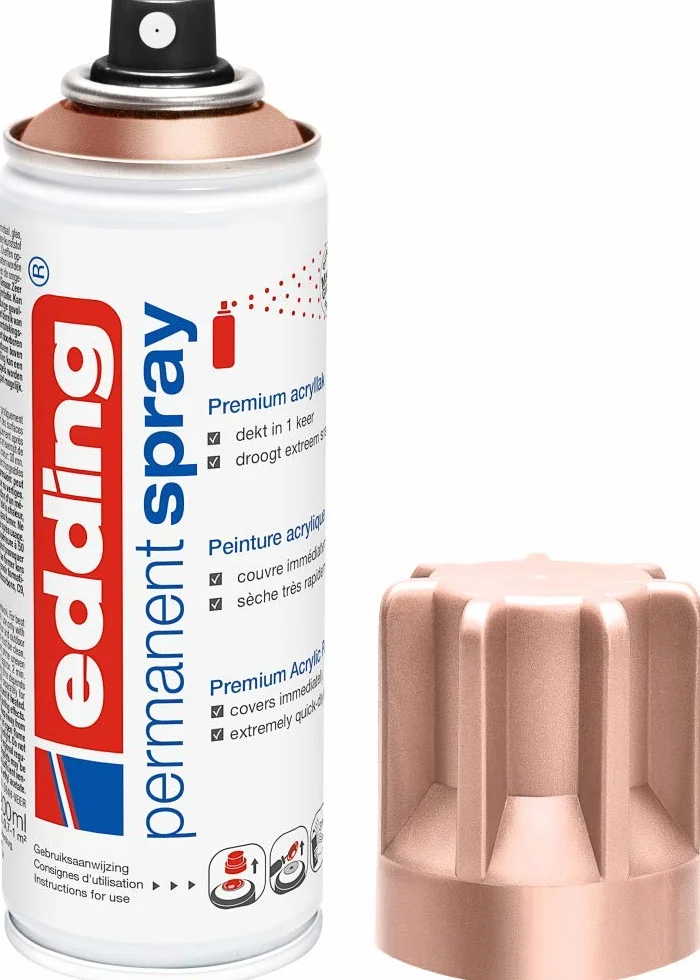 Edding 5200 Permanent Spray 200 ml Rose Gold Matt Acrylic Paint Aerosol Spray