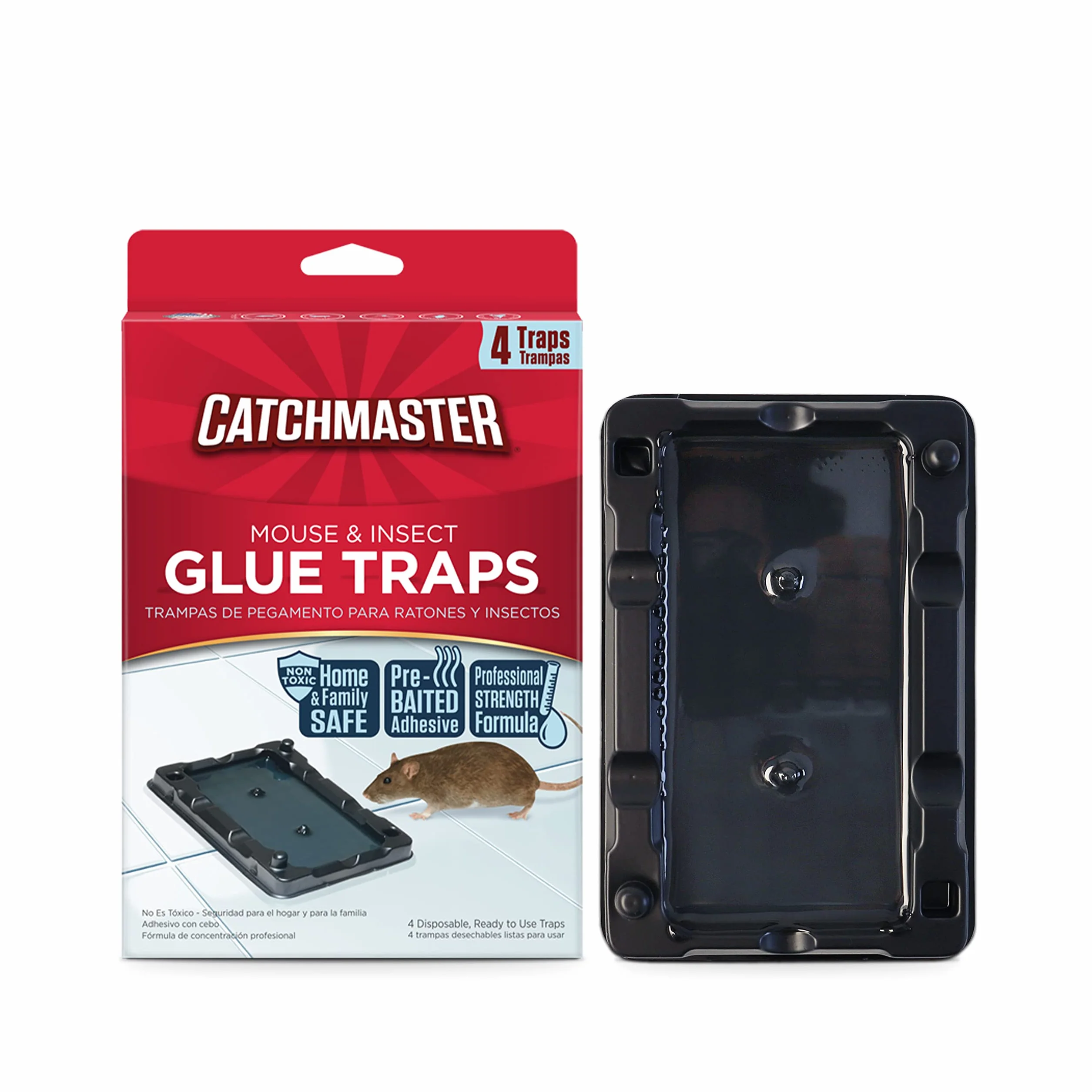 Catchmaster Piège à Souris Collante 12x – Solution Efficace Anti-Rongeurs – Colle Pré-Appâtée – Adhésif Puissant – Attrape Souris Collant pour Insectes