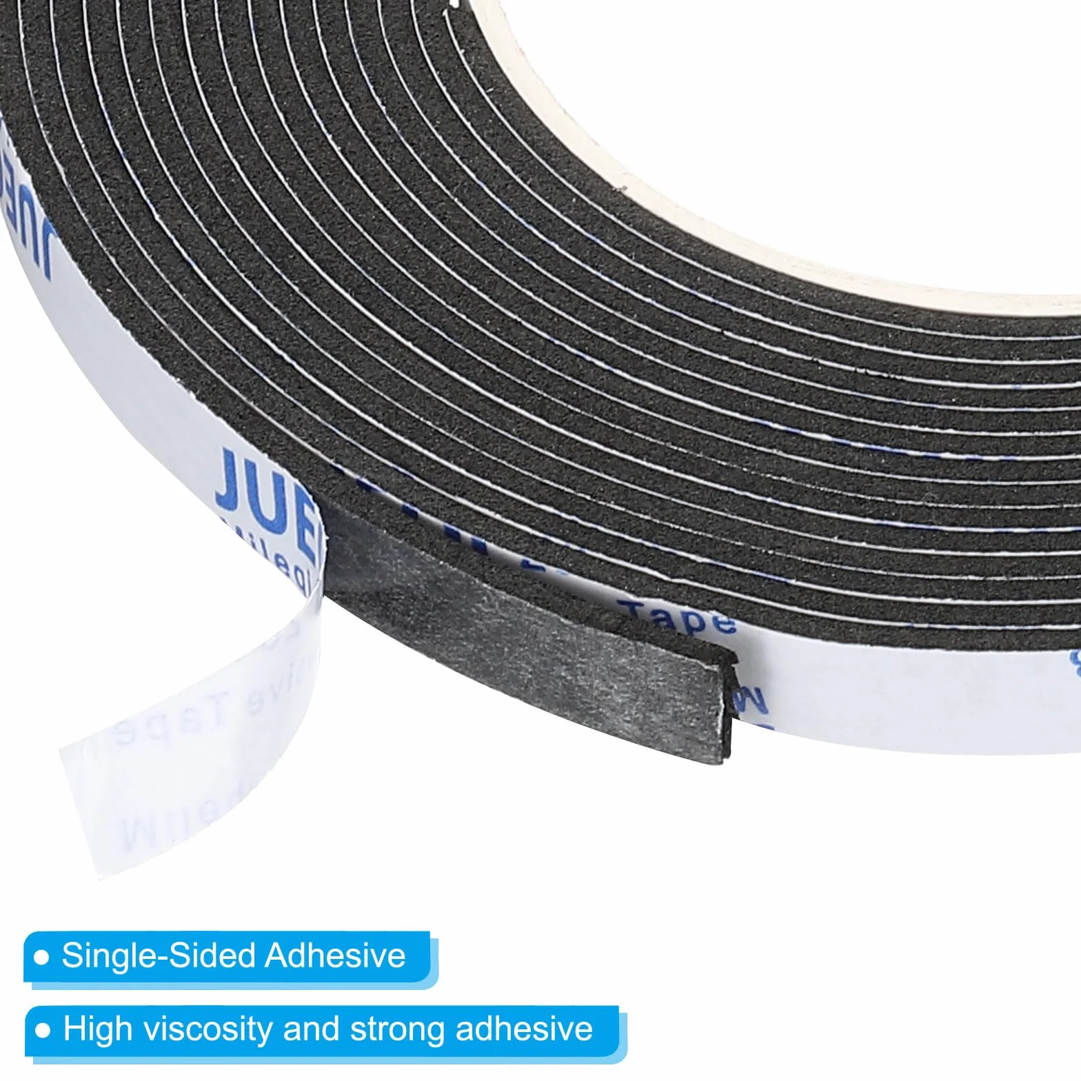 PATIKIL Ruban en Mousse d'Étanchéité 5m 10mm x 2mm Unilatéral Noir pour Portes Fenêtres Tuyaux