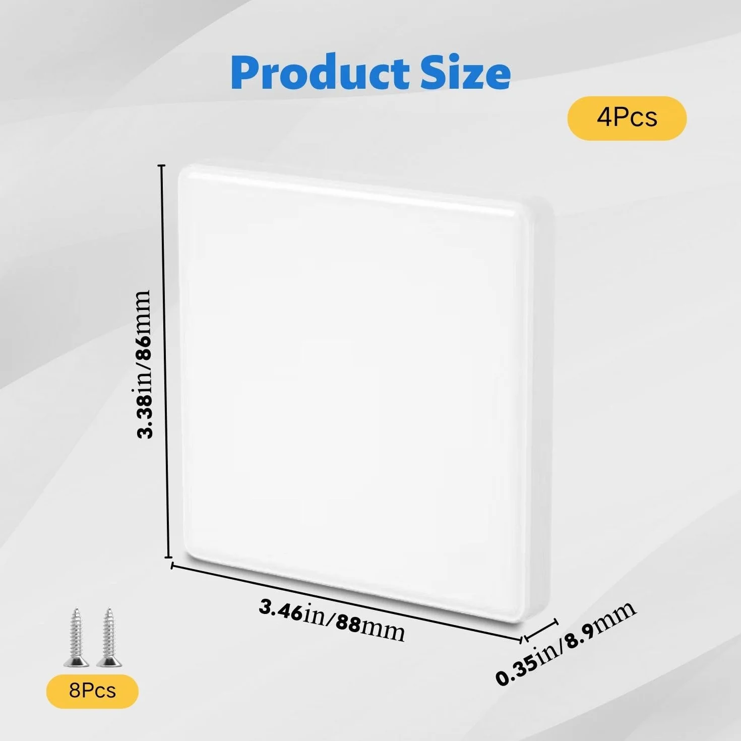 Cache-prises blanc 8,6 x 8,6 cm pour boîtier encastré avec vis 4 pièces