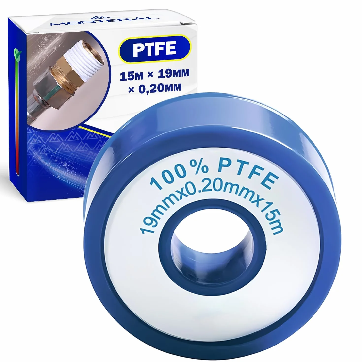 Ruban PTFE Teflon Plomberie 15m x 19mm x 0,20mm Étanchéité Filetages Raccords
