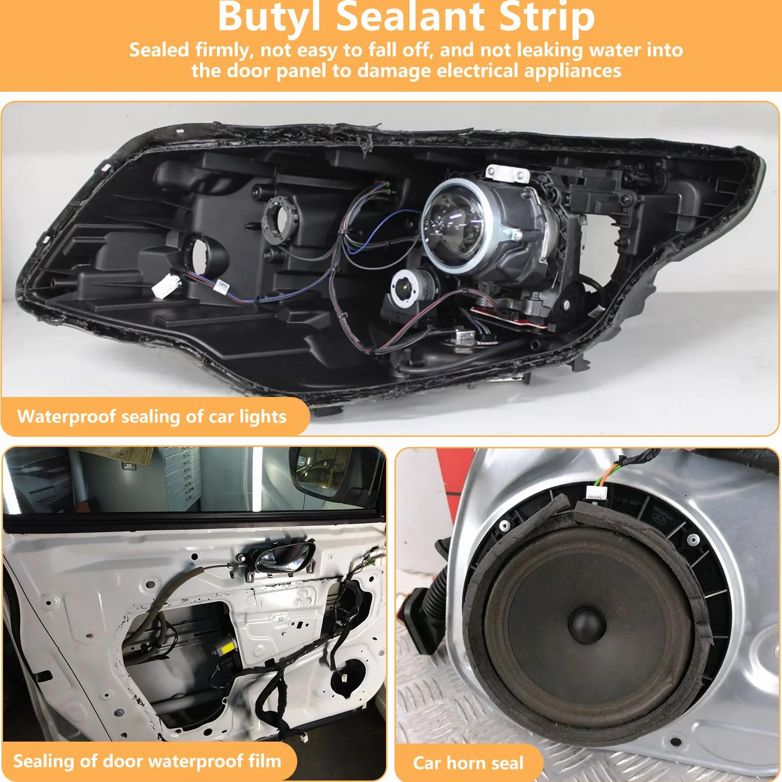 Ruban Butyle Noir 8mm x 8m Ruban Adhésif d'Étanchéité en Caoutchouc Étanche pour Voiture Fenêtre Porte Pare-Brise