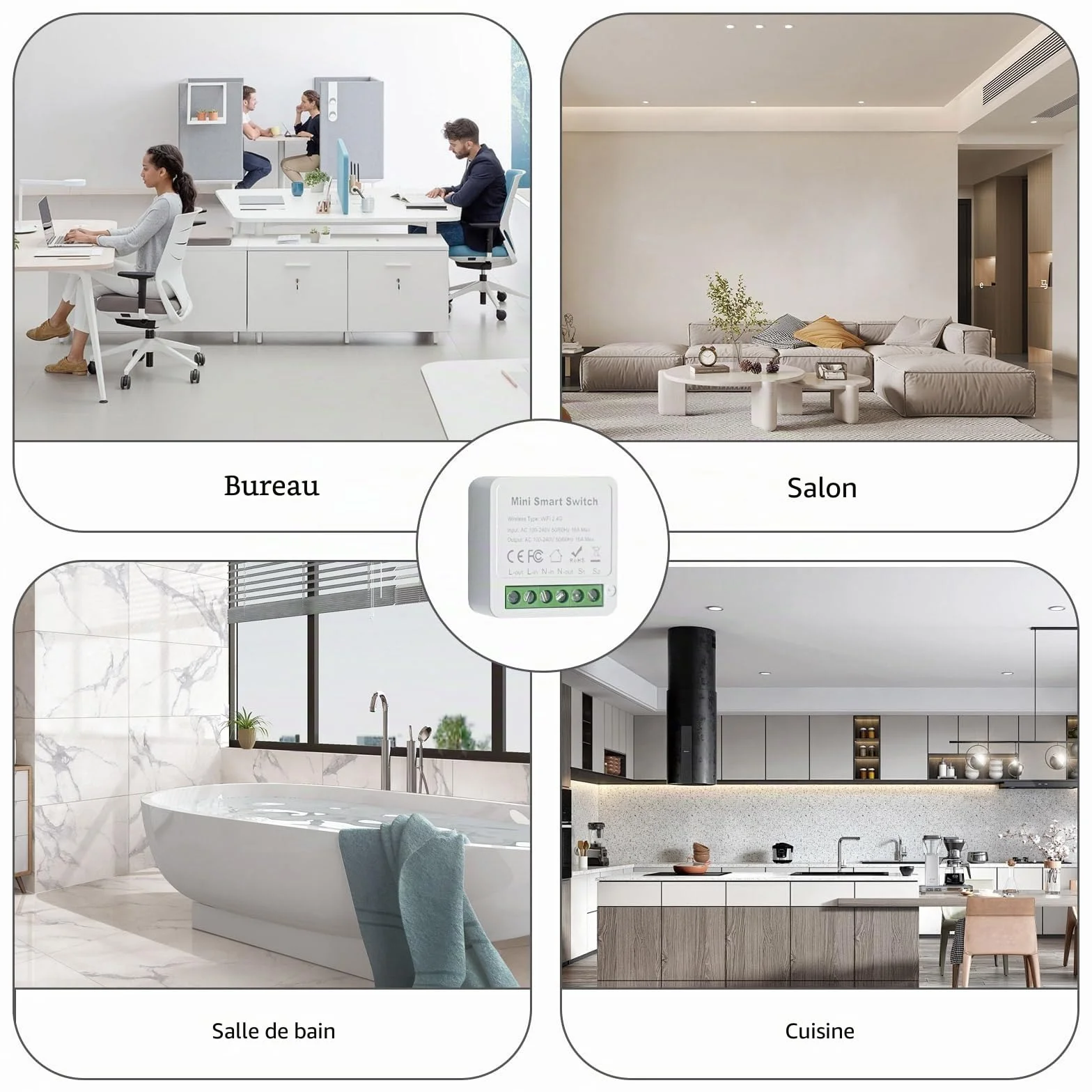 Interrupteur WIFI intelligent 2 voies compatible Tuya Alexa Google Home, module DIY, conducteur neutre nécessaire