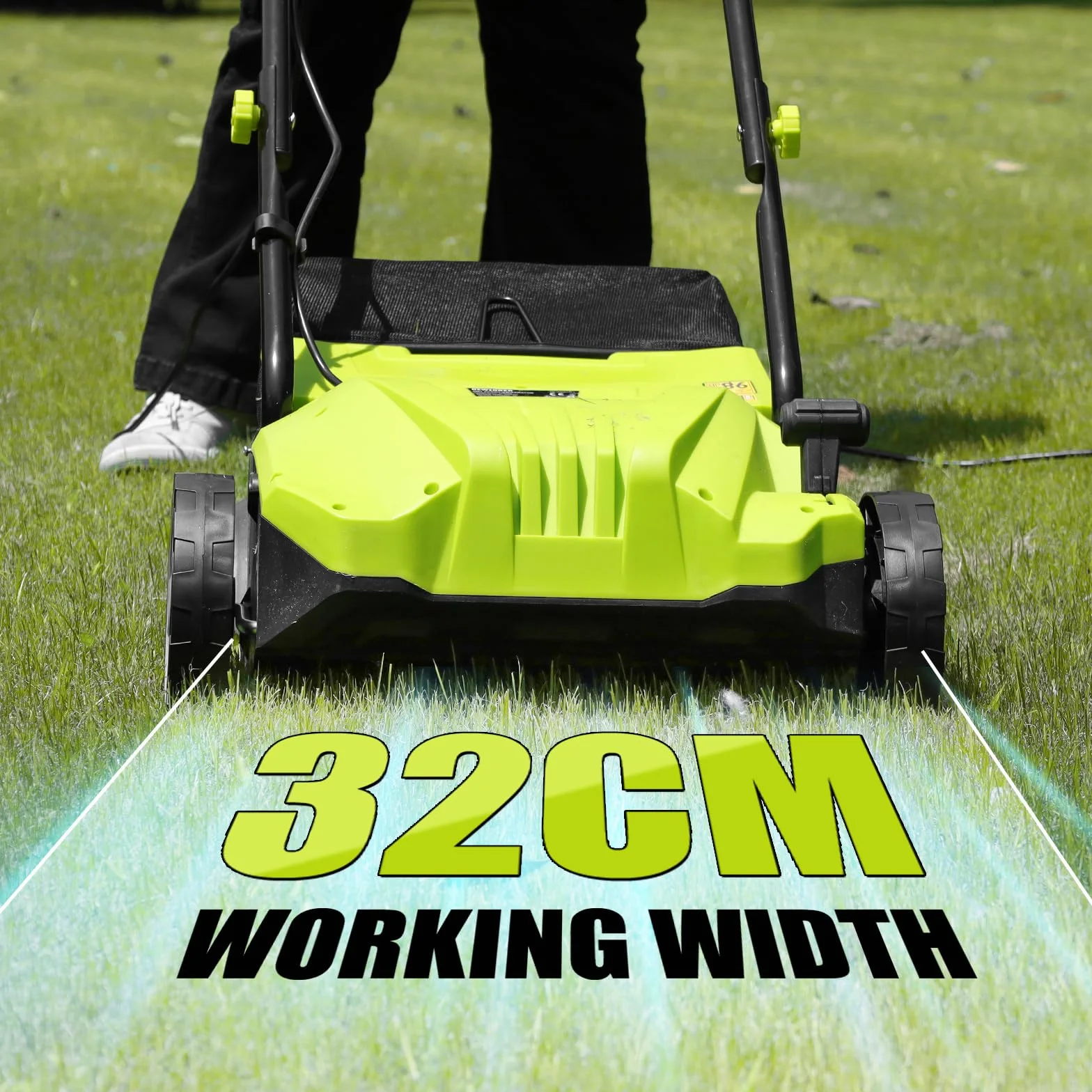 DEWINNER 1500W Scarificateur émousseur électrique, 2 en 1 Scarificateur AéRateur électrique, 3200 TR/Min, avec 2 Lames De Rechange Incluses, Bac Ramassage 30L, Profondeur Réglable-4 Profondeurs