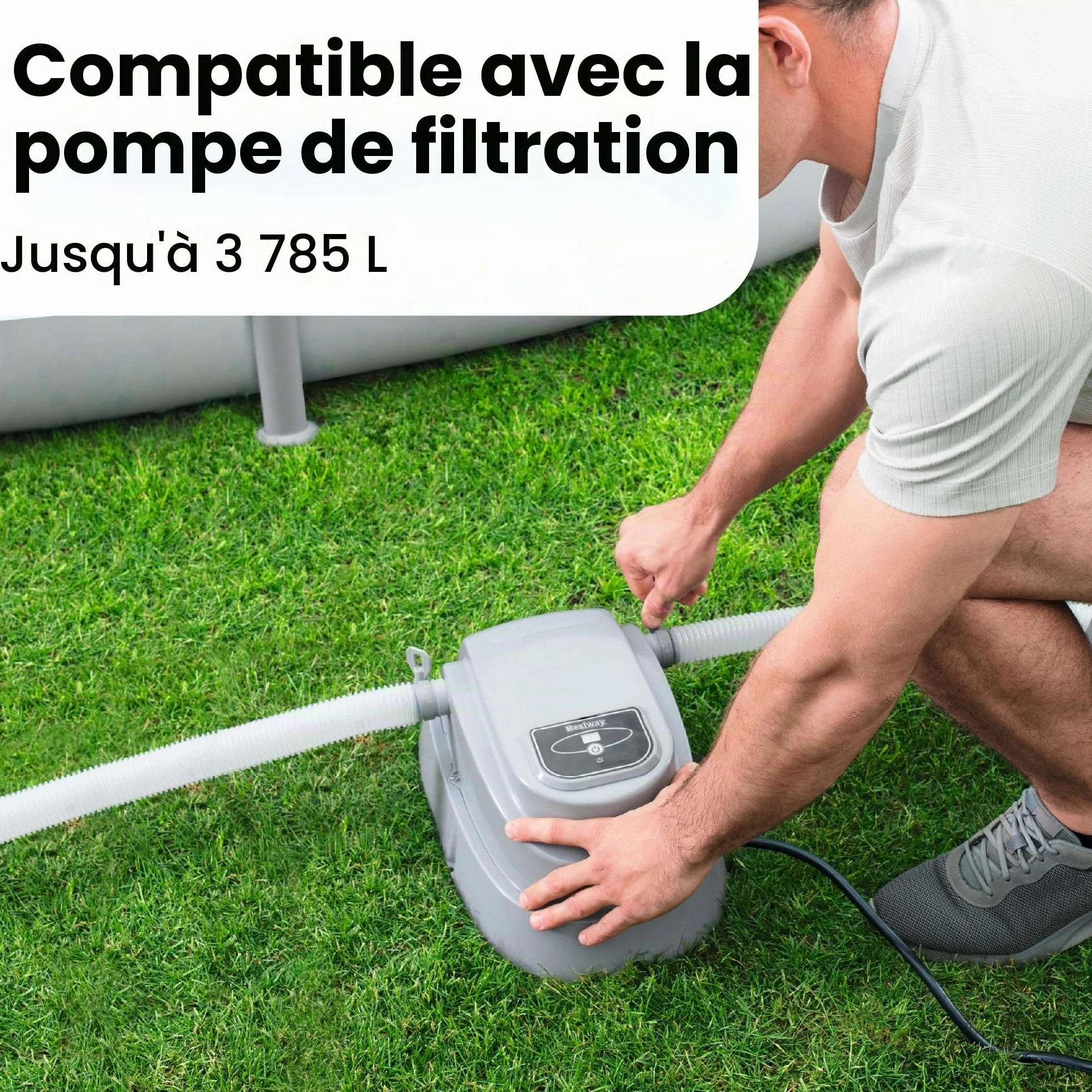 Bestway Chauffage de Piscine Hors Sol Gris 4,6 m