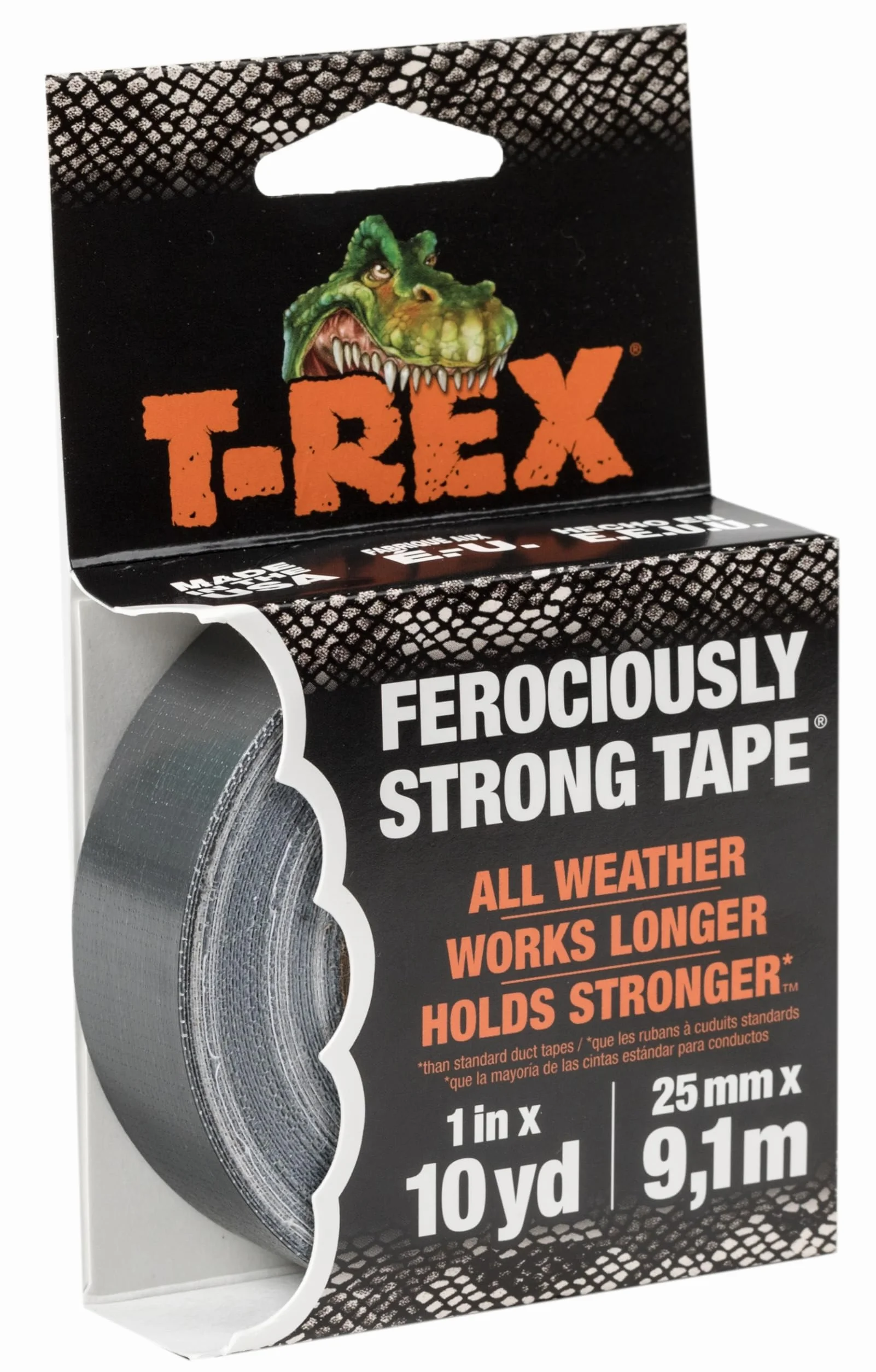 Ruban adhésif T Rex gris graphite imperméable 25 mm x 9,14 m haute résistance réparation