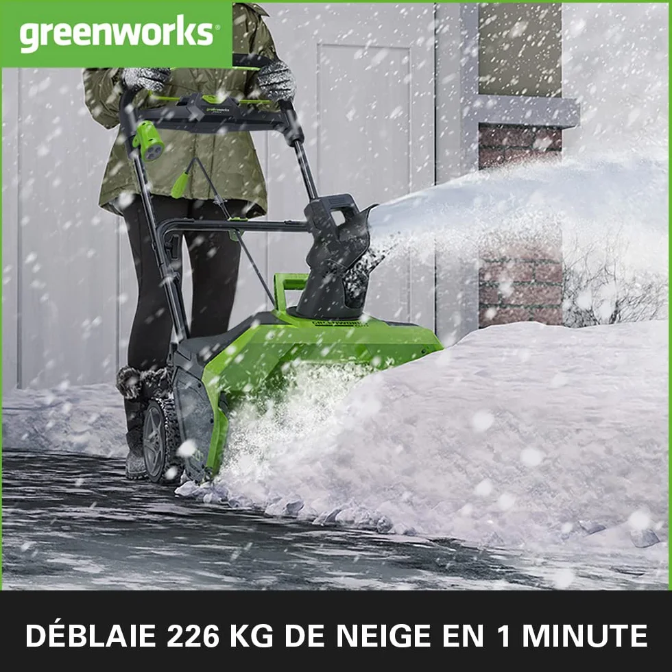 Greenworks GD40ST Souffleuse à Neige Sans Fil Moteur Sans Balai 51 cm 40V
