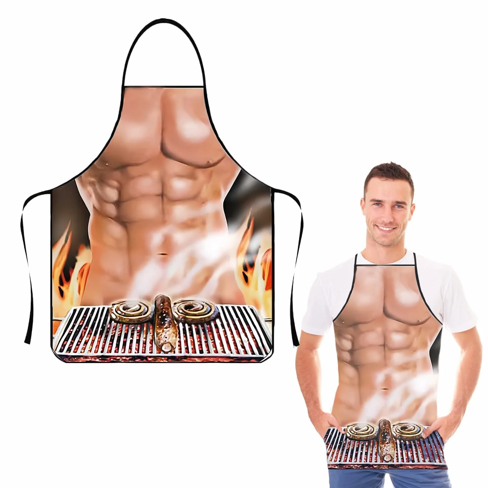 Tablier de Cuisine Sexy Tablier Imperméable 3D Drôle avec Motif Sexy Empêchent la Poussière et l'Huile Sexy Creative Fêtes d'Anniversaire Enterrements Vie Jeune Fille Tablier Barbecue