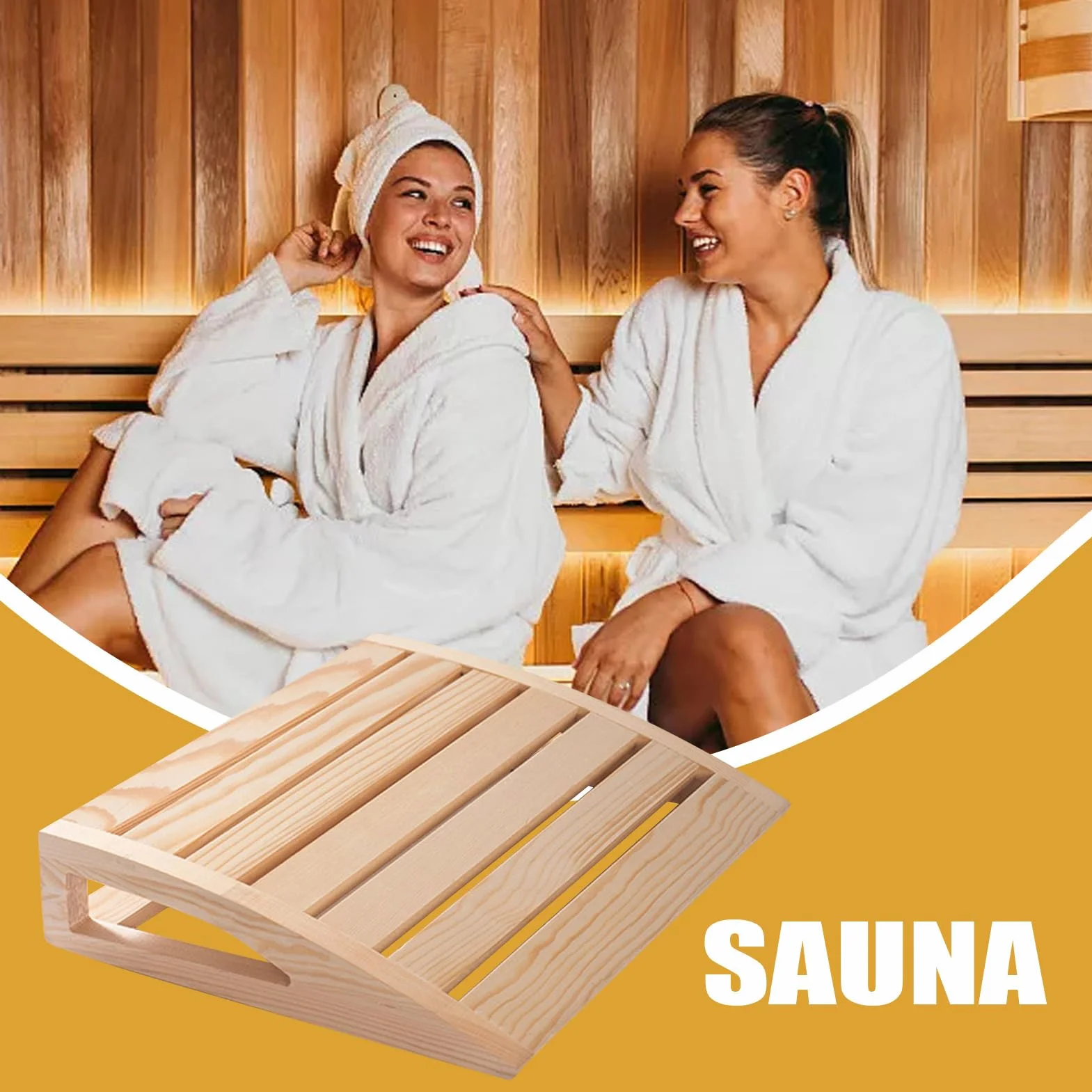 Appui-tête de Sauna en Bois Ergonomique pour Cou, Oreiller de Support Large pour Hommes Femmes Adolescents