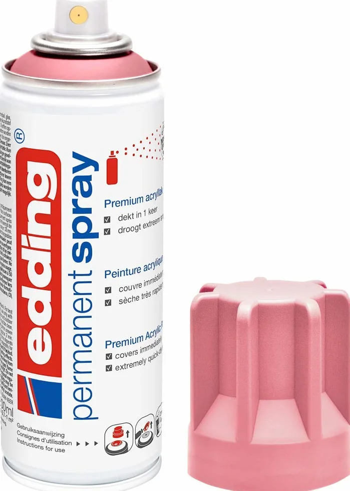 Edding 5200 Permanent Spray Acrylic Paint 200 ml Mauve Matt for Glass Metal Wood Ceramic