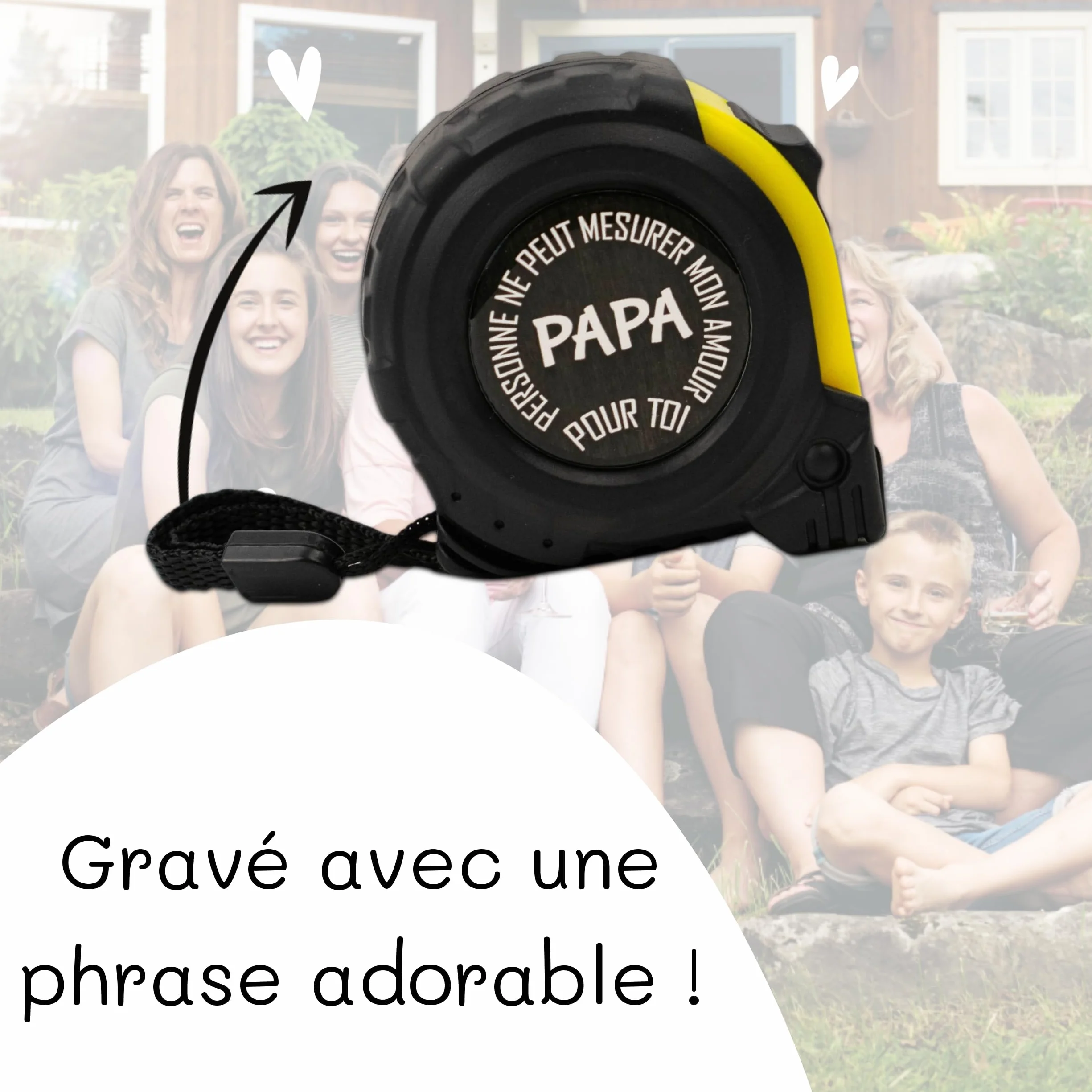 Mètre ruban personnalisable je t'aime papa cadeau fête des pères