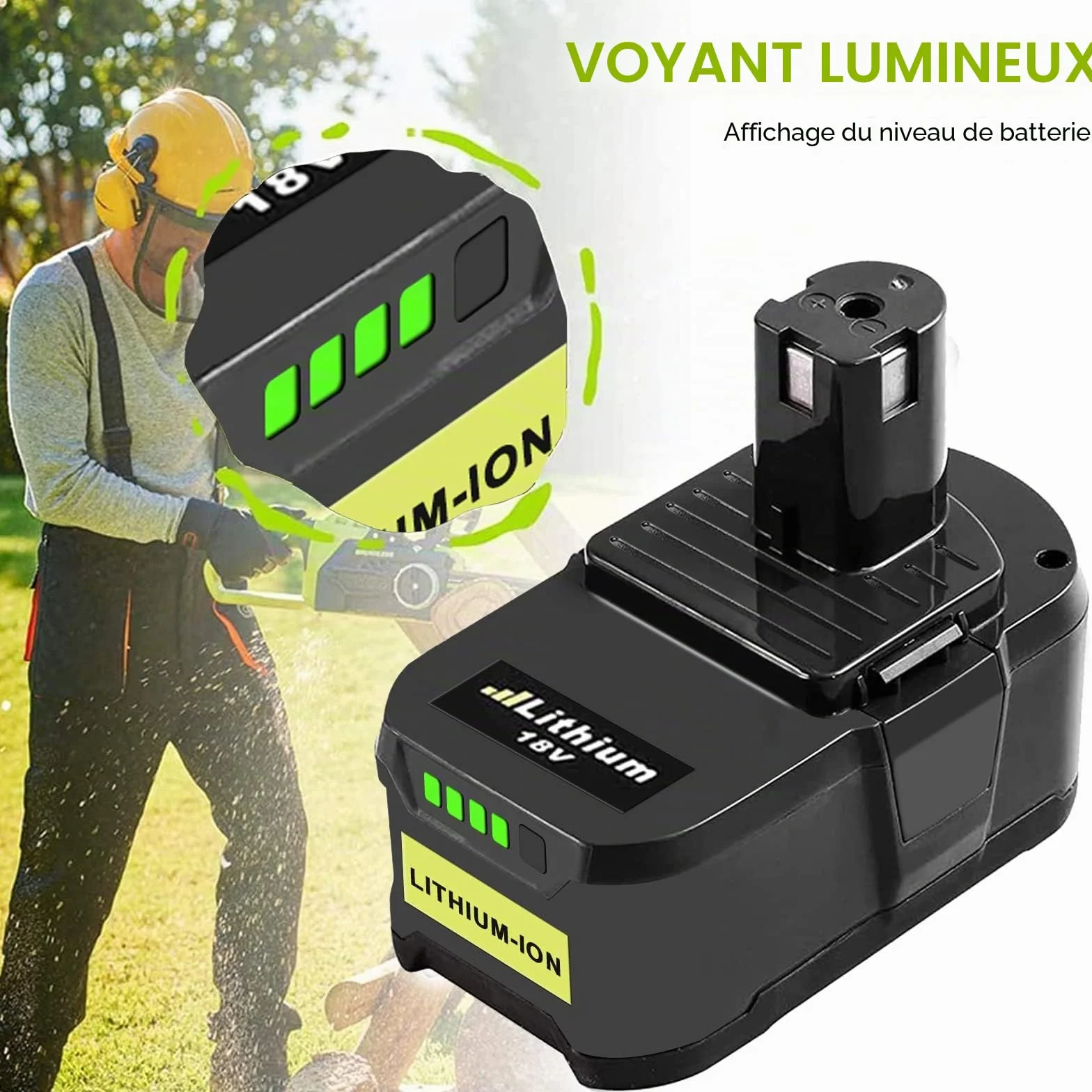 Batteries de Rechange Ryobi 18V 5000mAh B18L25 RB18L13 RB18L50 RB18L40 avec Indicateur LED