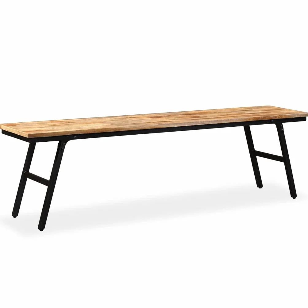 Banc Teck de récupération et acier 160 x 35 x 45 cm