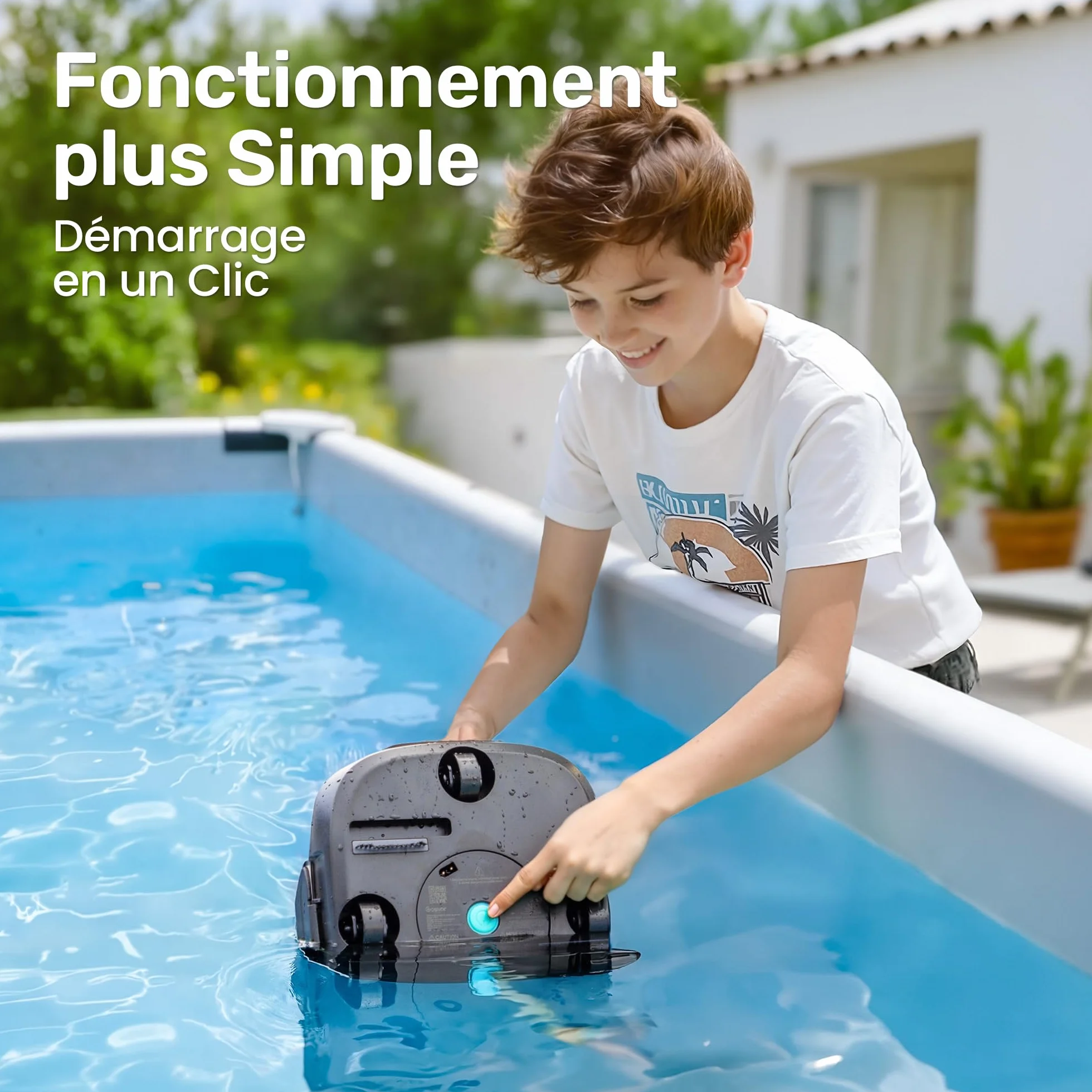Gosvor Robot Piscine sans Fil, Aspirateur Automatique Piscine Hors Sol, 90 Min Autonomie, Retour Automatique, 80 m²