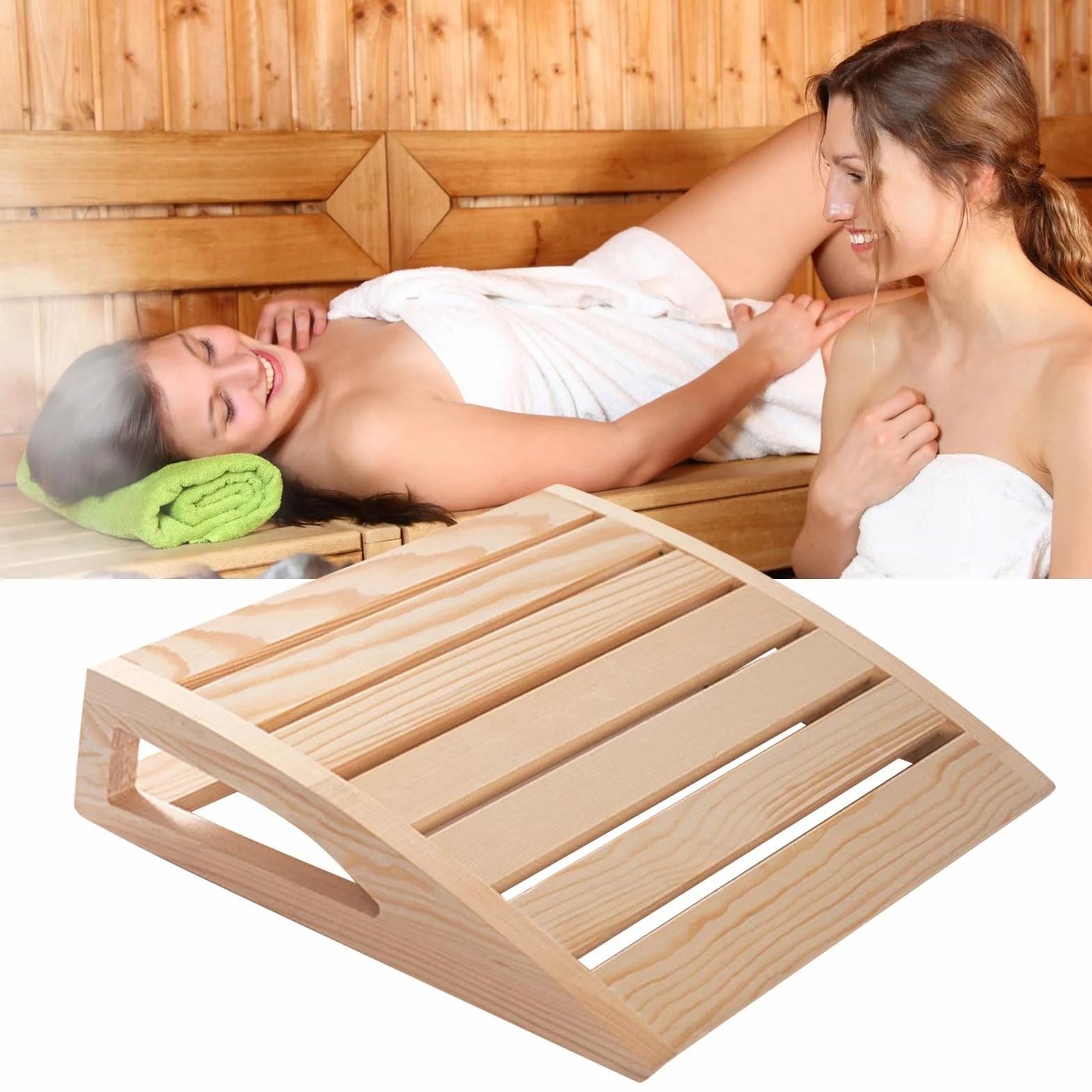 Appui-tête de Sauna en Bois Ergonomique pour Cou, Oreiller de Support Large pour Hommes Femmes Adolescents