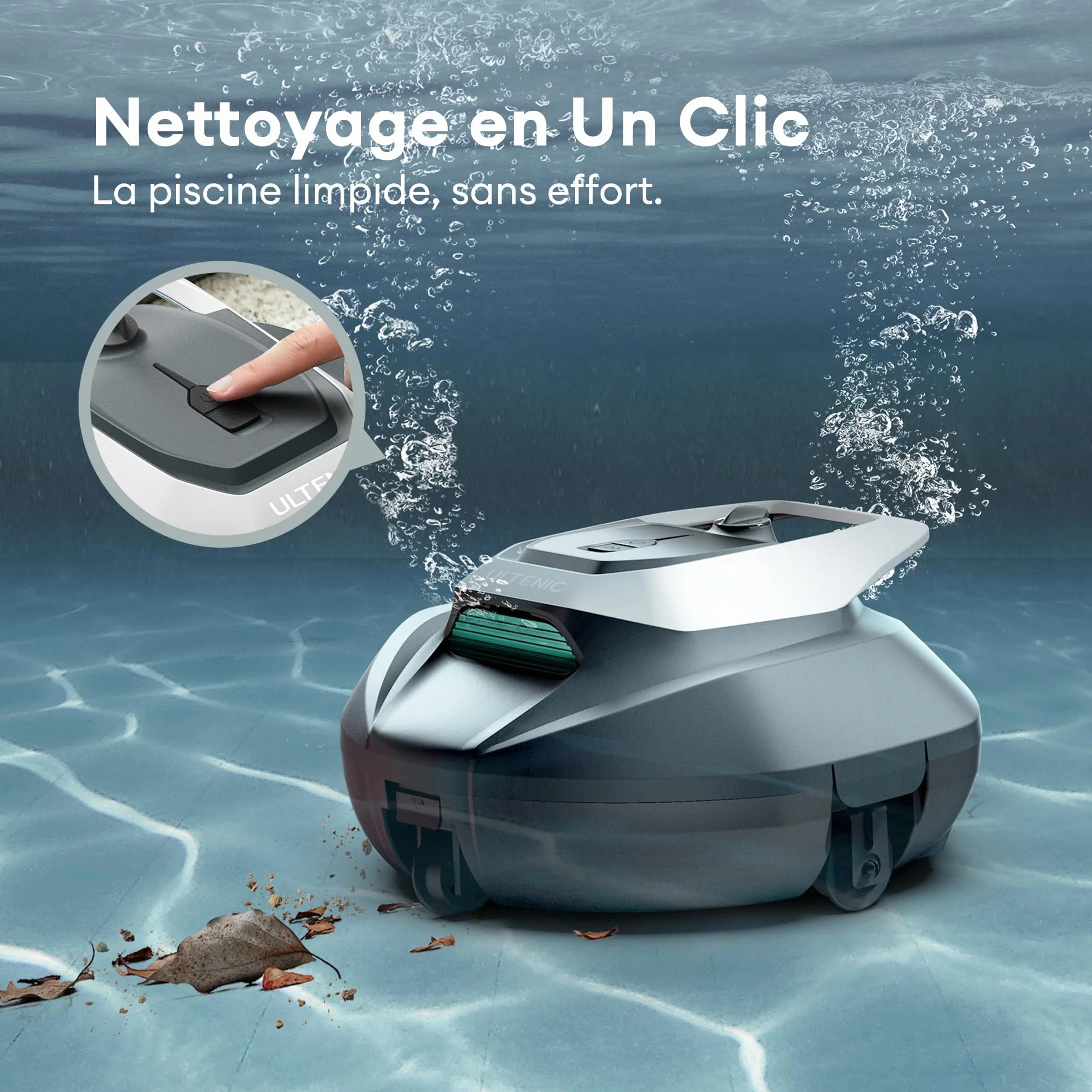 Ultenic Pooleco 10s Robot Piscine 80㎡ APP Contrôle Autonome 90min Nettoyage Fond Piscine Haute Aspiration