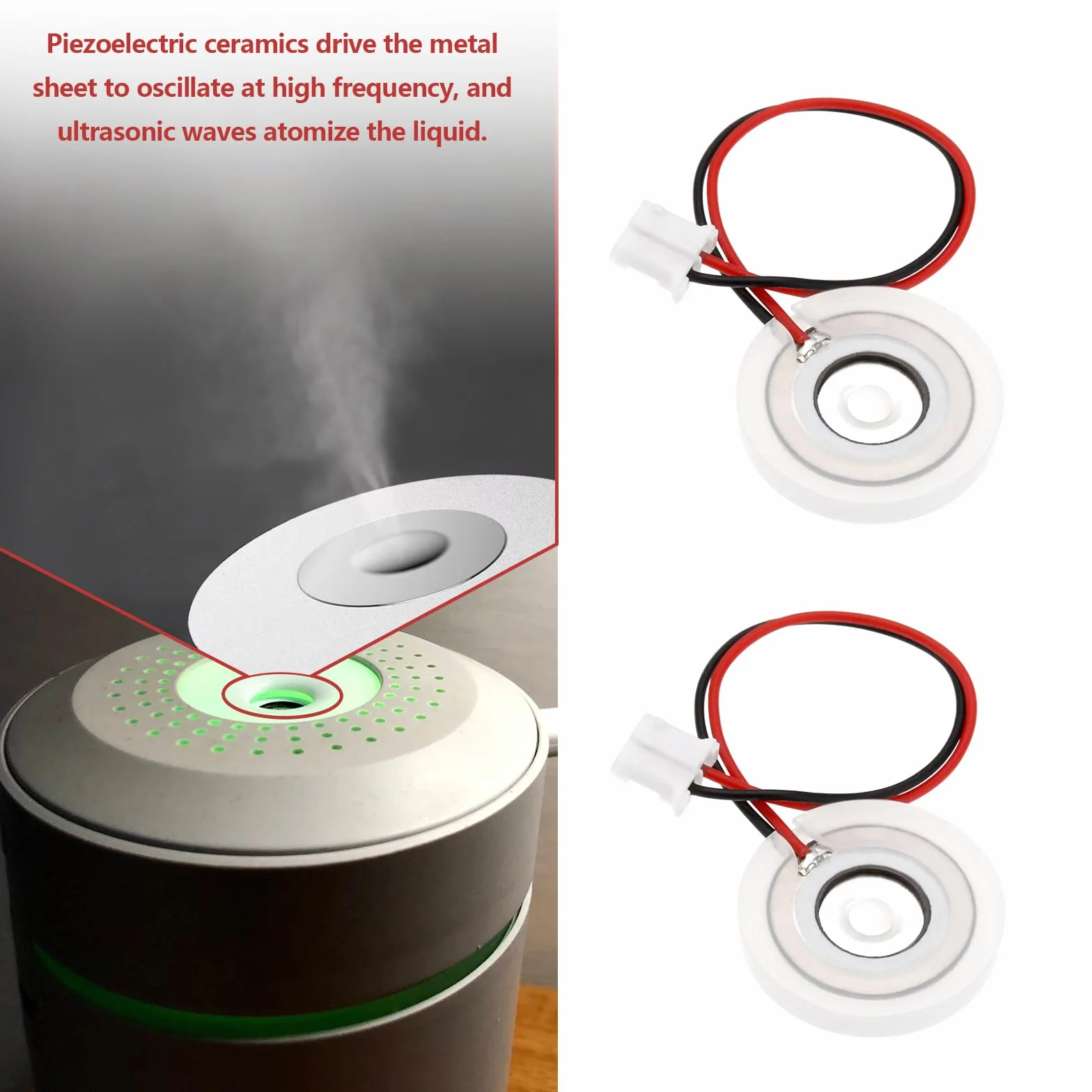 Create idea Lot de 10 humidificateurs à ultrasons de 16 mm - Kit de fabrication de brume 5um en céramique - Accessoire pour humidificateur en silicone - Pièces de film - Transducteur