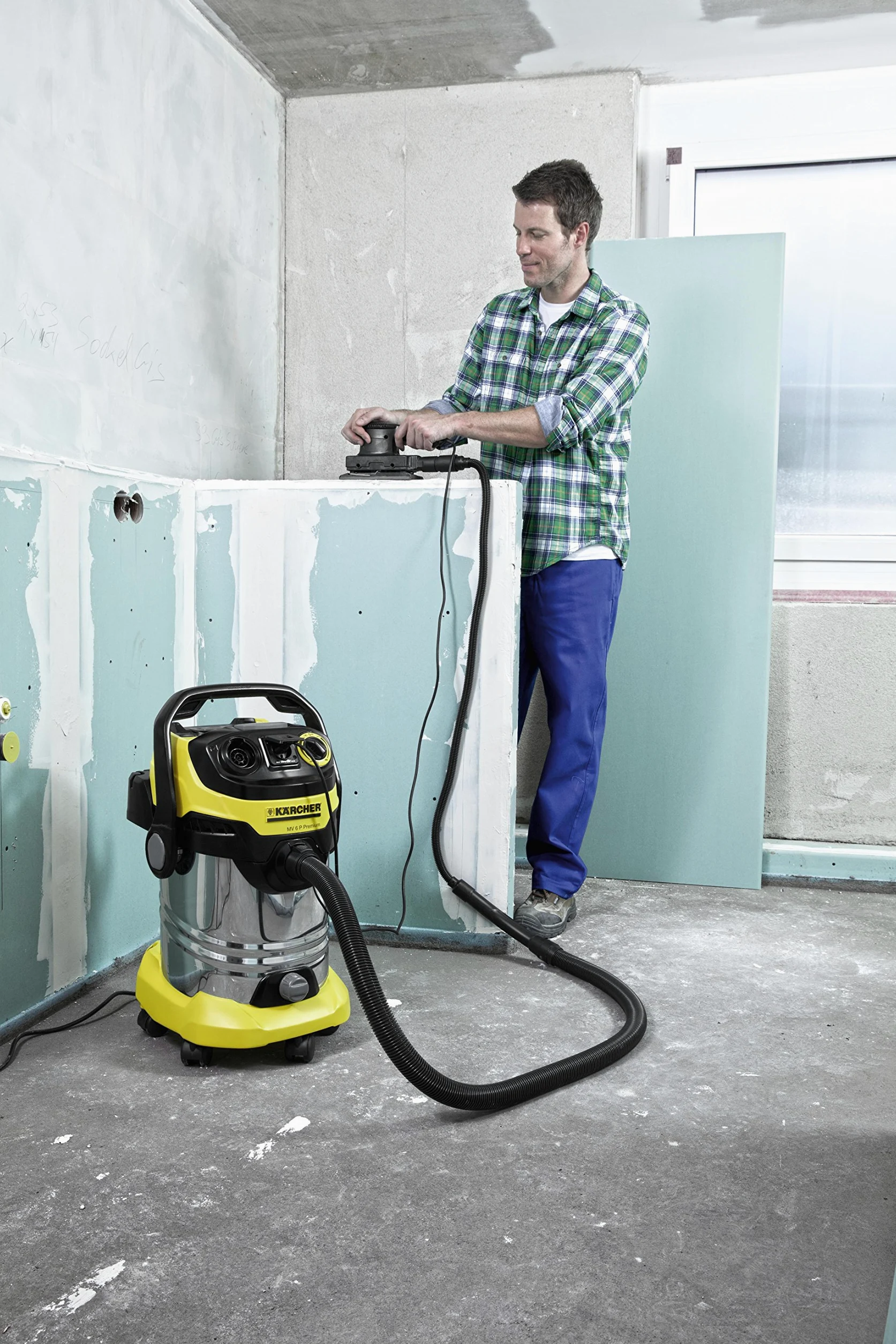 Kärcher WD 6 P Premium Aspirateur multifonction avec Prise d'asservissement/Cuve 30 L 1300 W Noir/Jaune