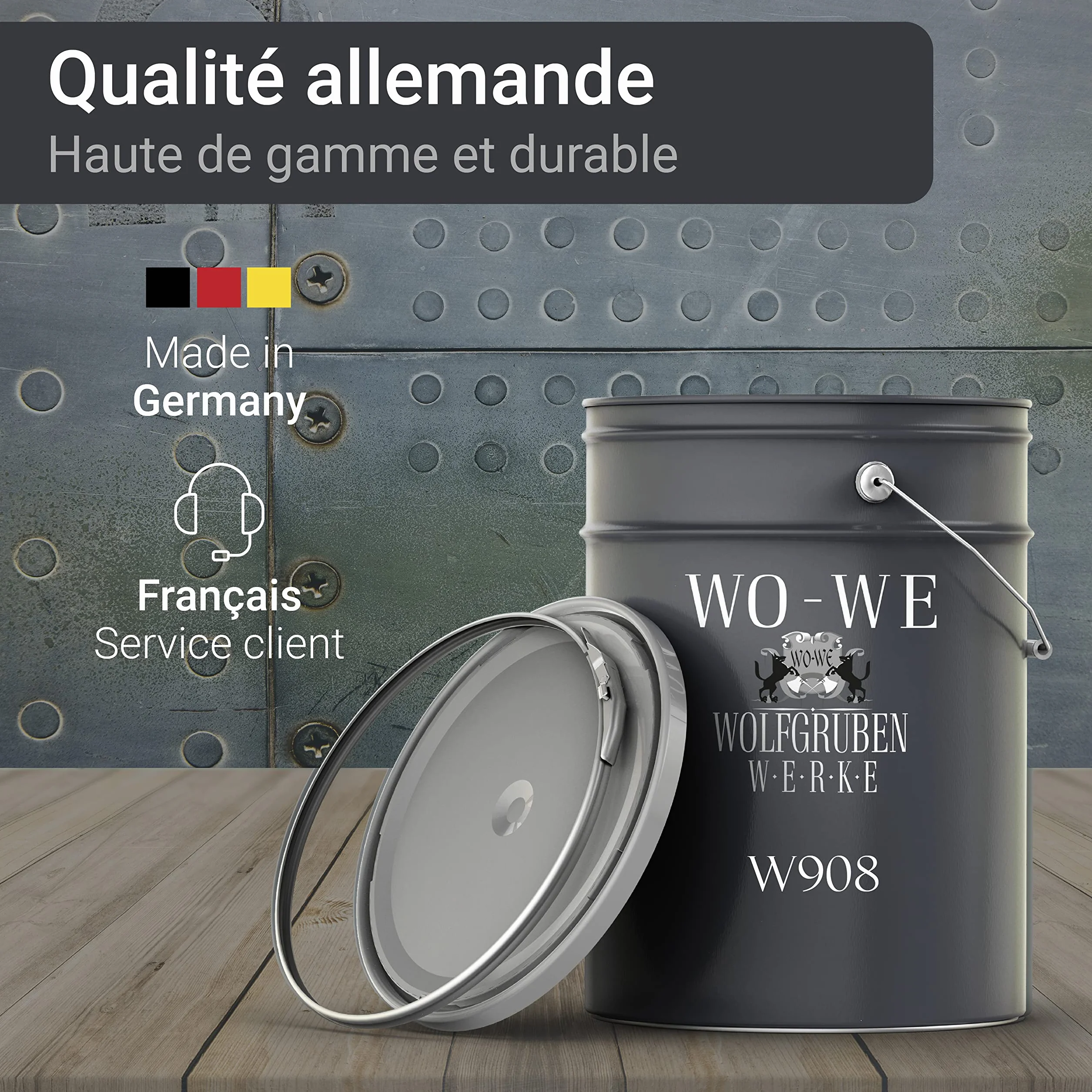WO-WE Peinture Métal W908 Fer & Acier Anti-rouille 3en1 Gris anthracite 2,5L