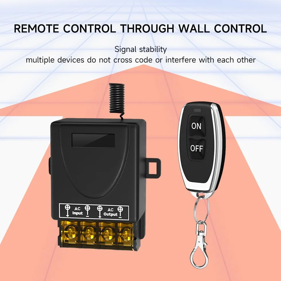 Interrupteur à télécommande sans fil 100m 30A AC 220V-240V pour pompe à eau éclairage extérieur