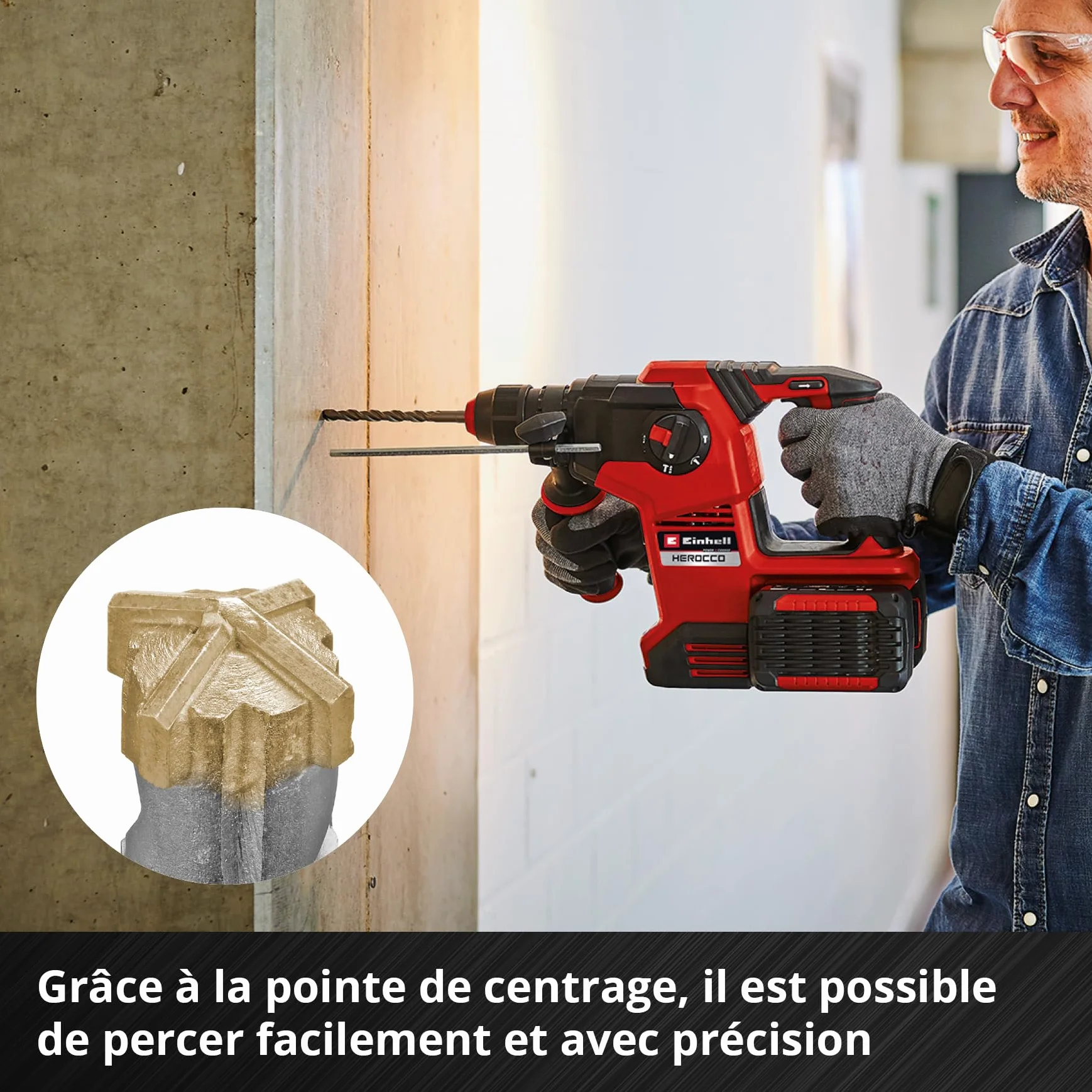 Original Einhell 7 pièces SDS Plus foret marteau 160 mm acier à outils 40Cr plaquette métal dur quatre tranchants
