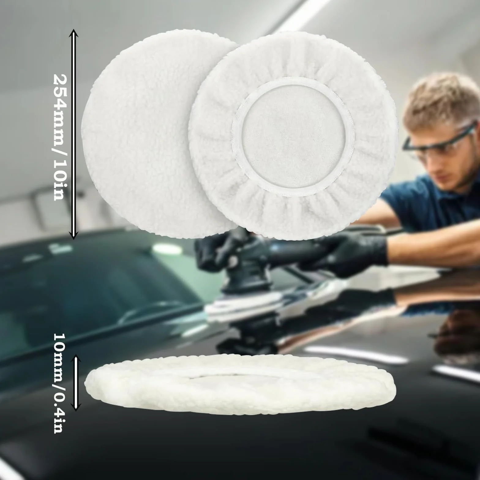 Bonnet de polissage laine d'agneau 220-250 mm pour polisseuse orbitale voiture Einhell CE-CB 18/254 Li CC-PO 90