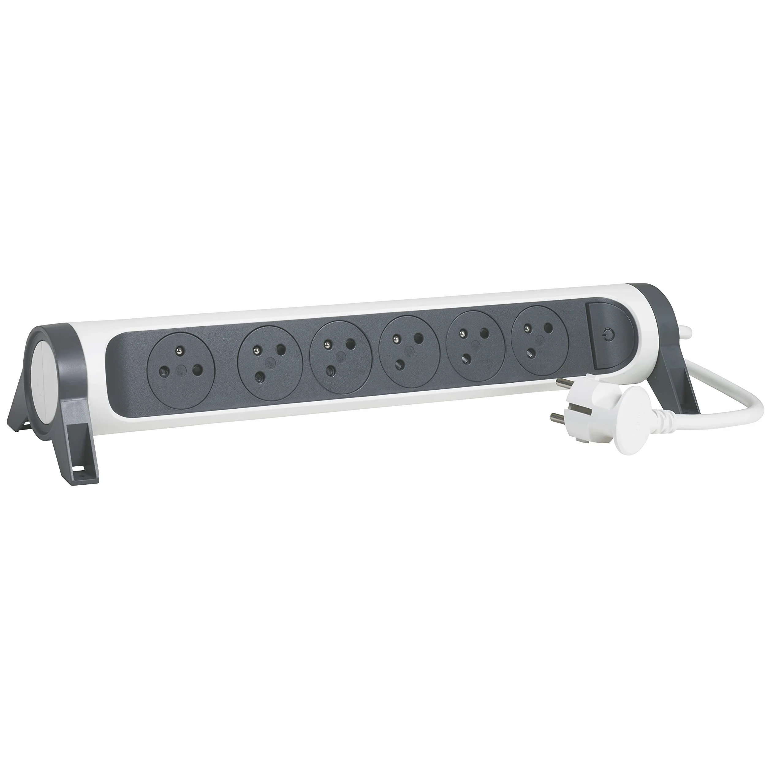 Legrand Multiprise Rotative 6 Prises Surface avec Terre Cordon 1,5m Blanc Gris Foncé