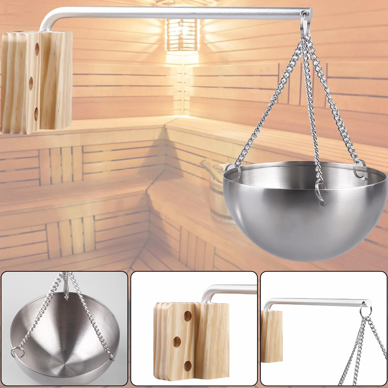 Bol aromatique pour sauna en acier inoxydable 350 ml 12 cm