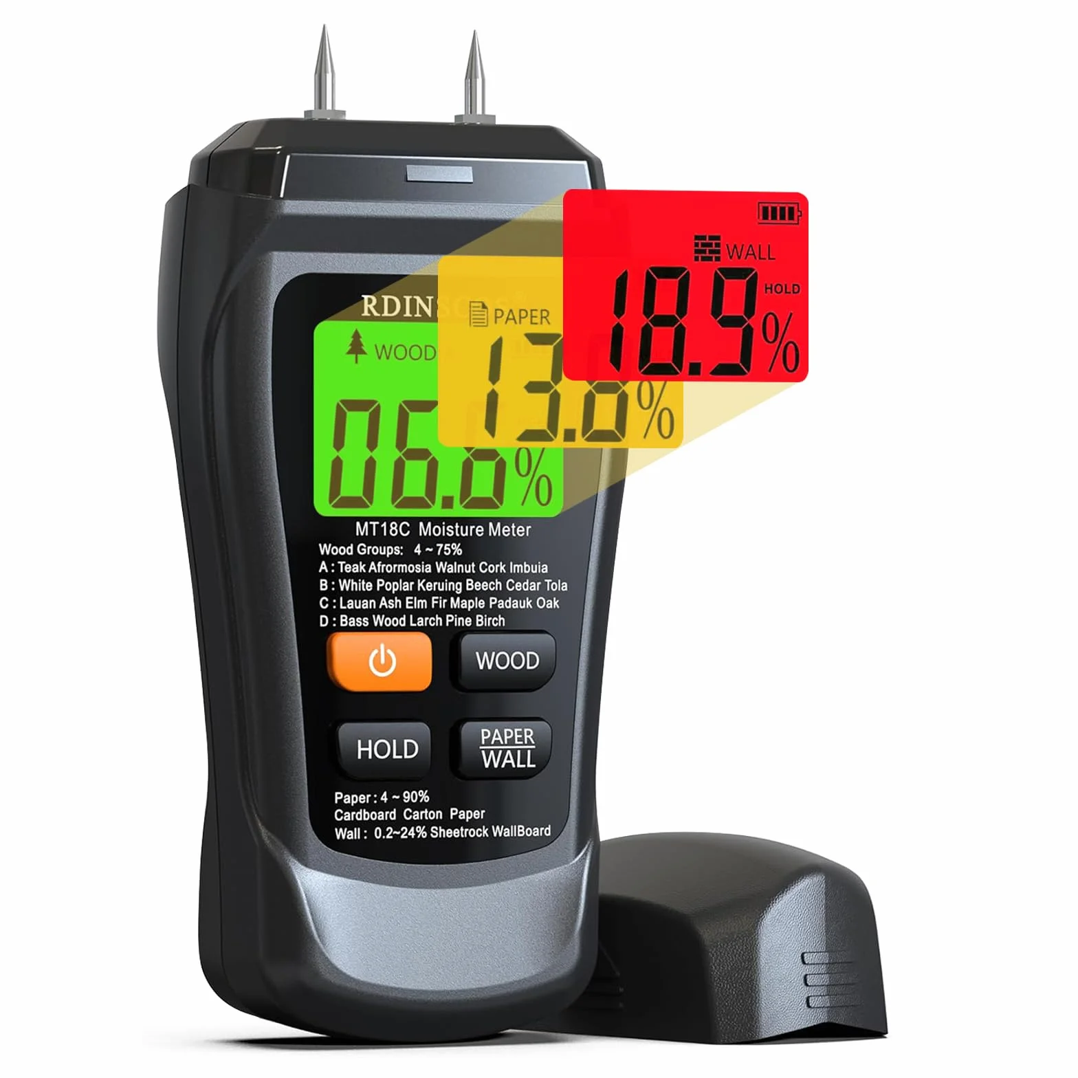 RDINSCOS Détecteur d'Humidité Hygromètre Professionnel avec Alarme Analyse Profondeur 0-10 mm pour Mur Bois Plâtre Maçonnerie