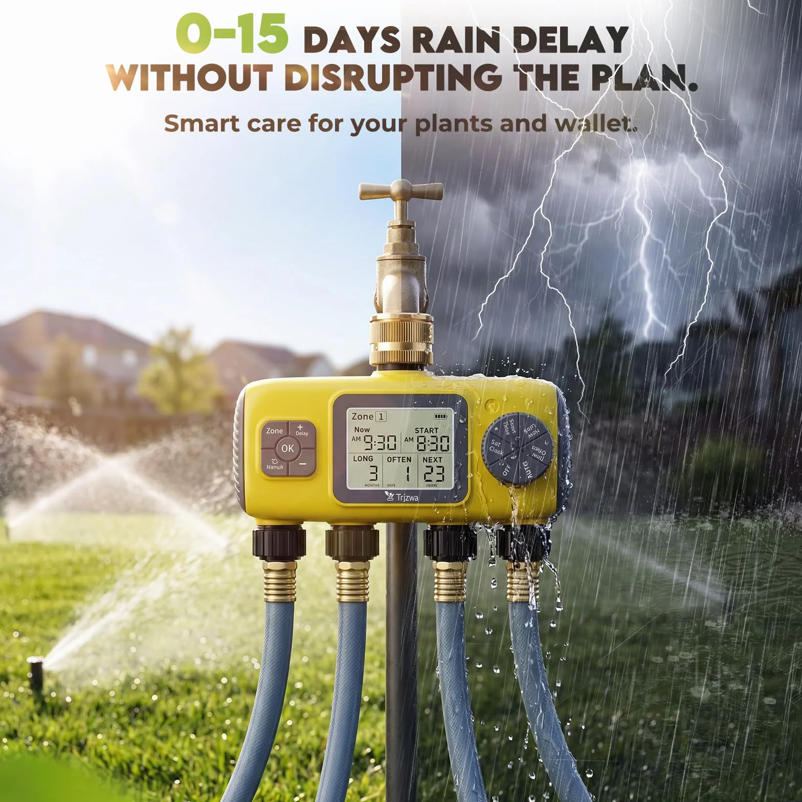 Programmateur Arrosage Automatique AVCE 4 Zone Écran LCD Minuteur Jardin