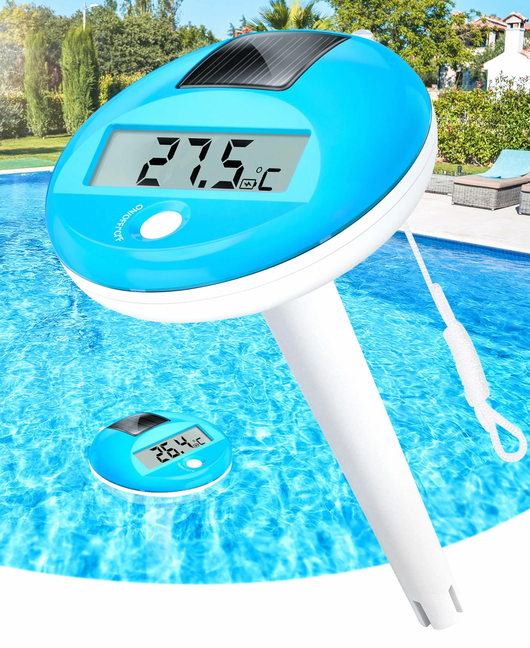 PoolLeader Thermomètre Piscine Flottant Numérique IP68 Grand Écran LCD