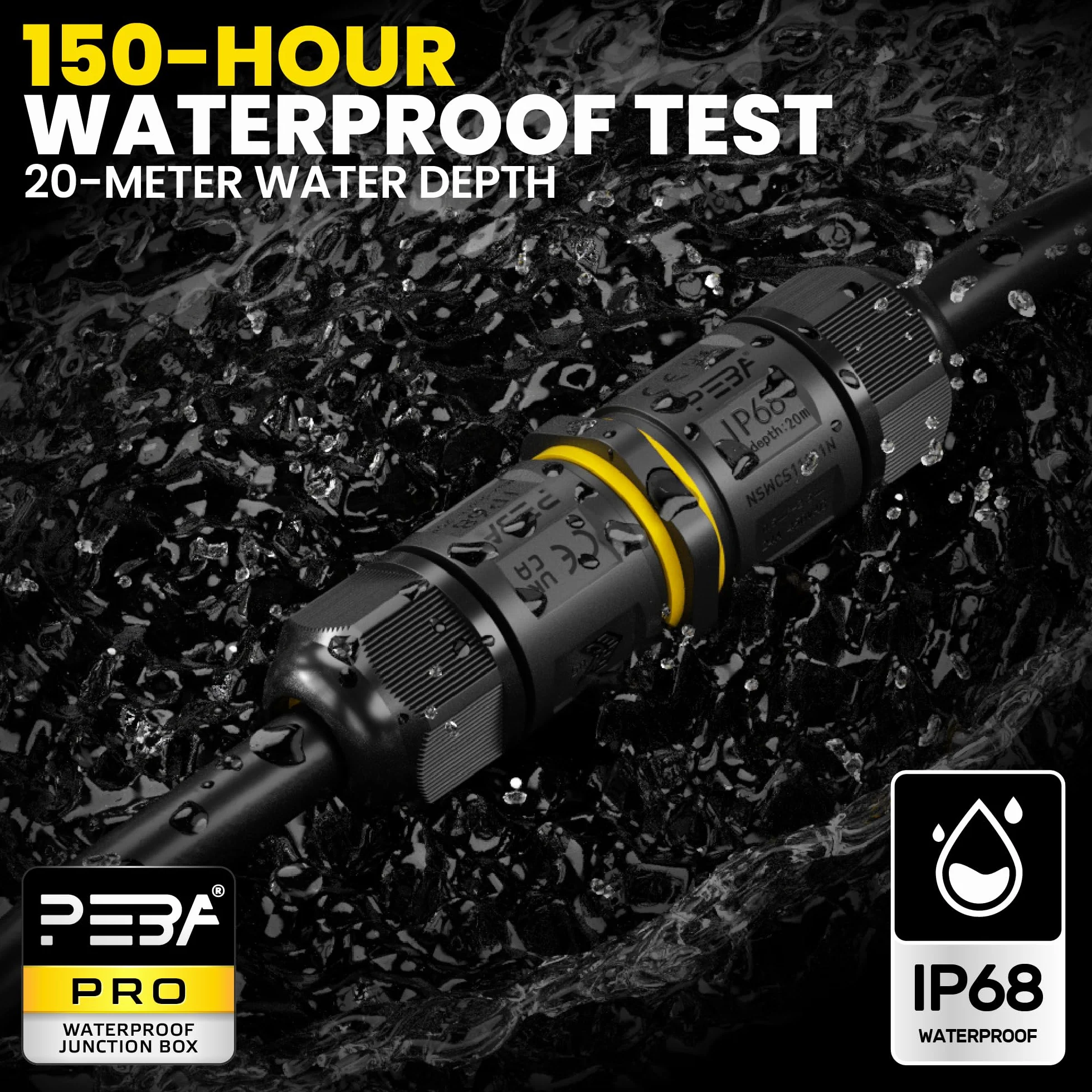PEBA Connecteurs de Câbles Étanches IP68 Boîte de Jonction 3 Fils Raccord Extérieur Ø4-12mm 2 Pièces