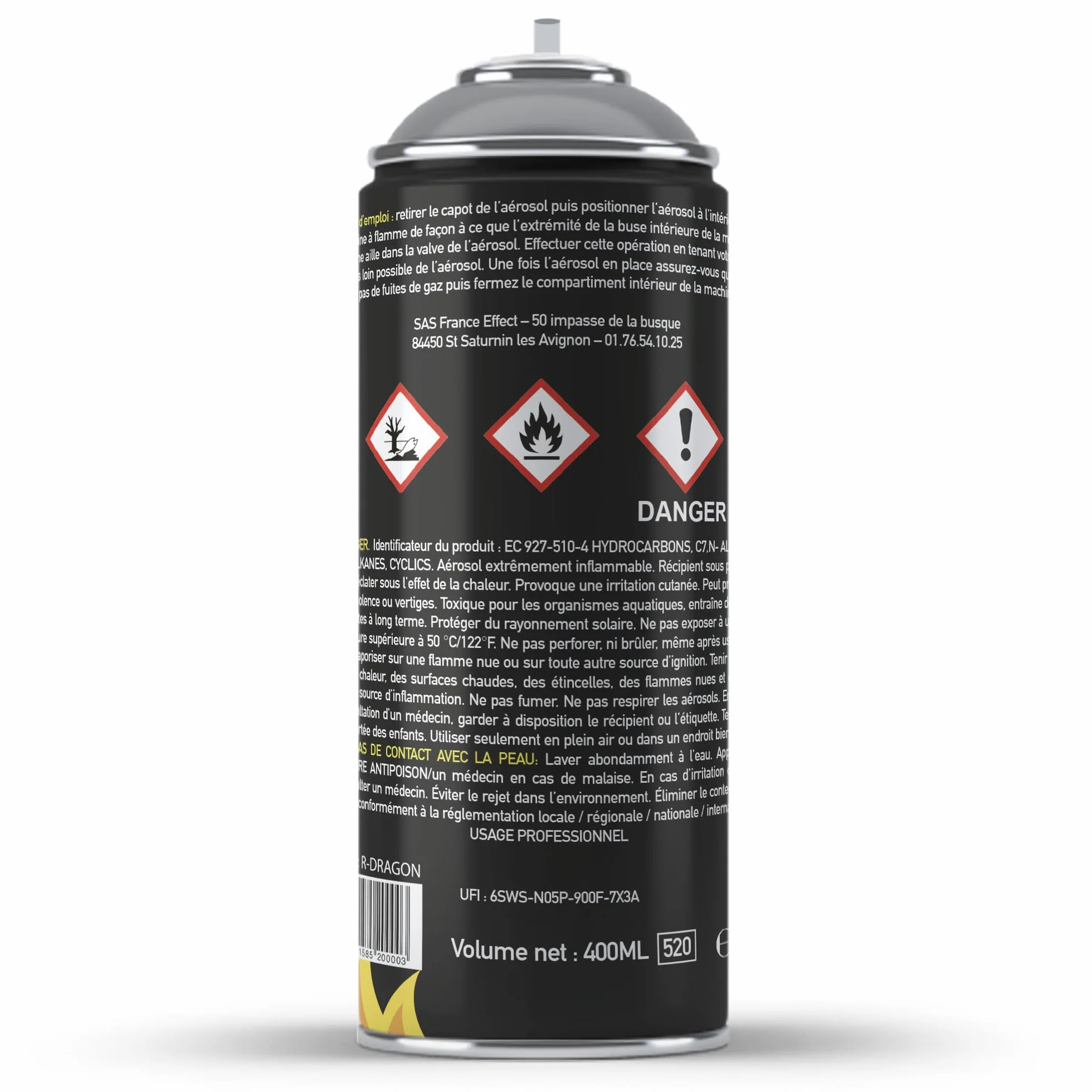 France Effect 4 Recharges Flamme Dragon Effect Dragon Tower III 400ml Recharge projecteur flammes puissantes sans résidu